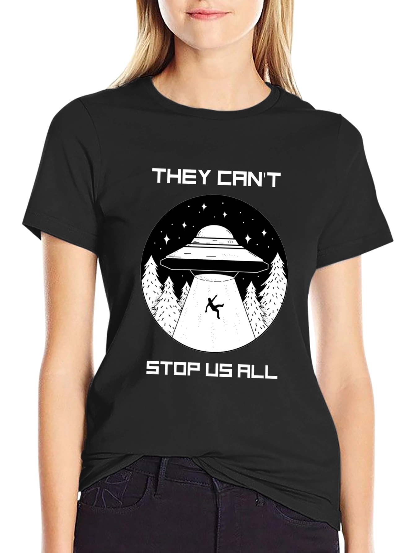 Black They Can't Stop Us All UFO T-Shirt view 2