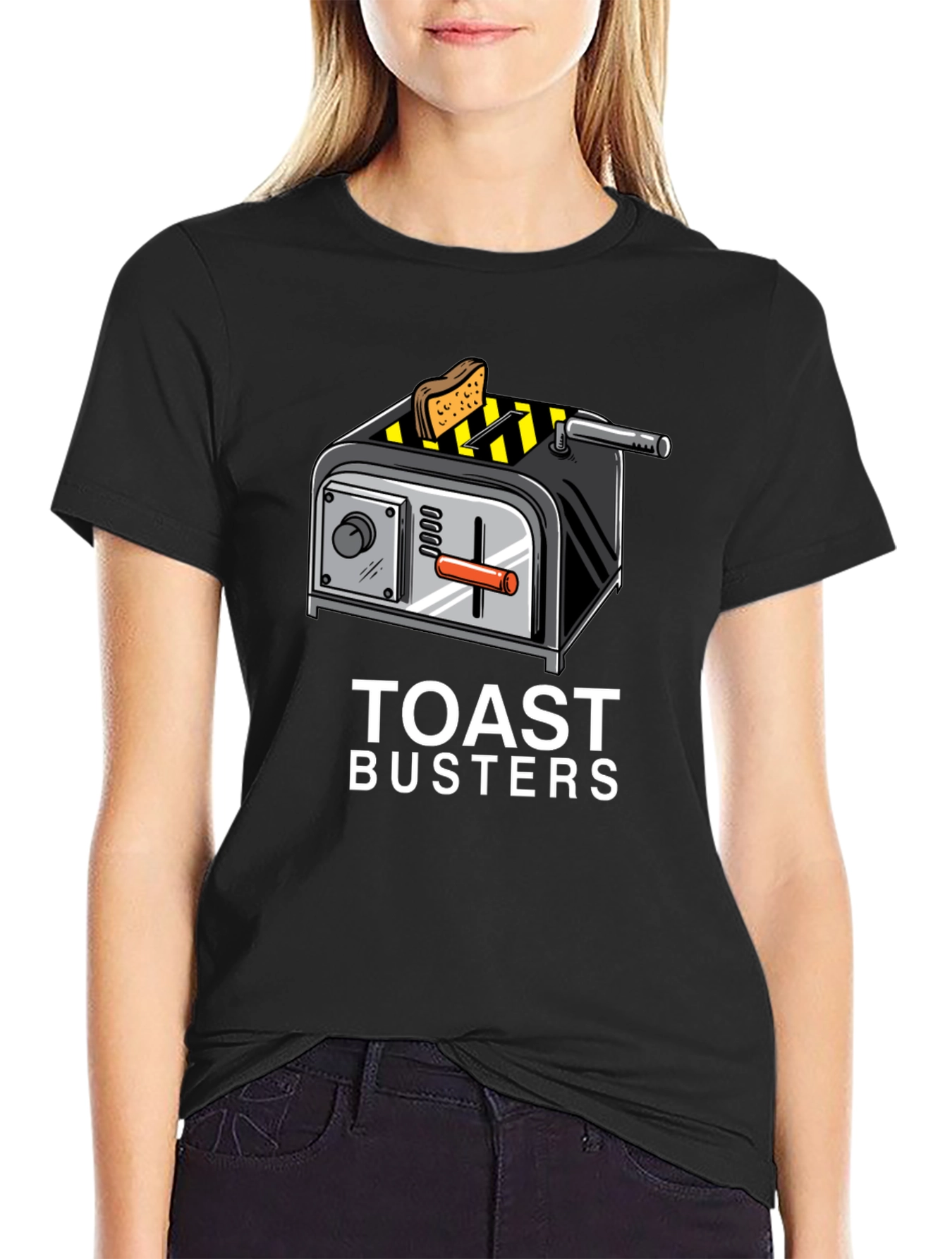 Black Toast Busters Graphic Tee - Funny Breakfast Shirt view 2