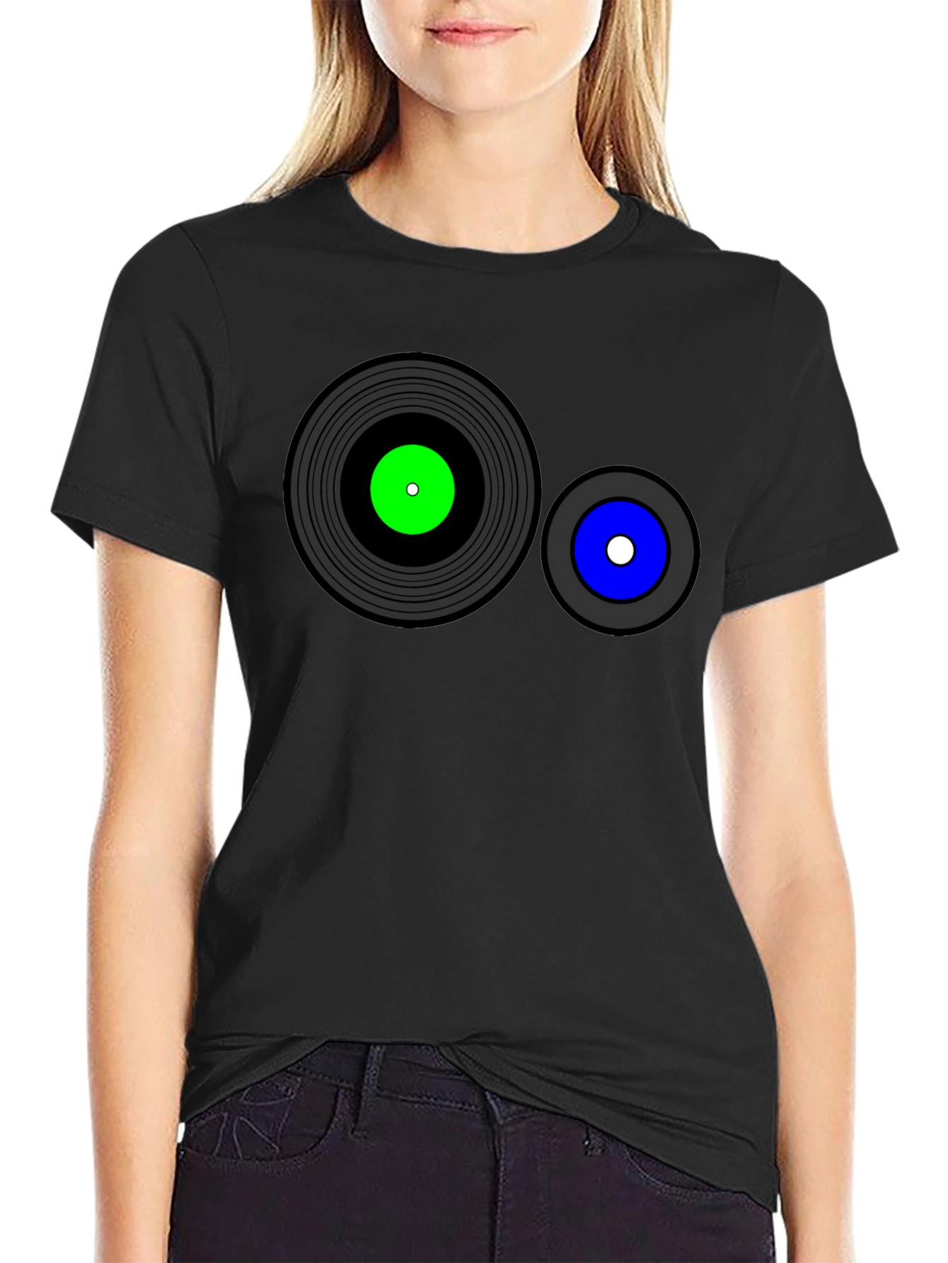Black Retro Record Graphic T-Shirt - Black view 2