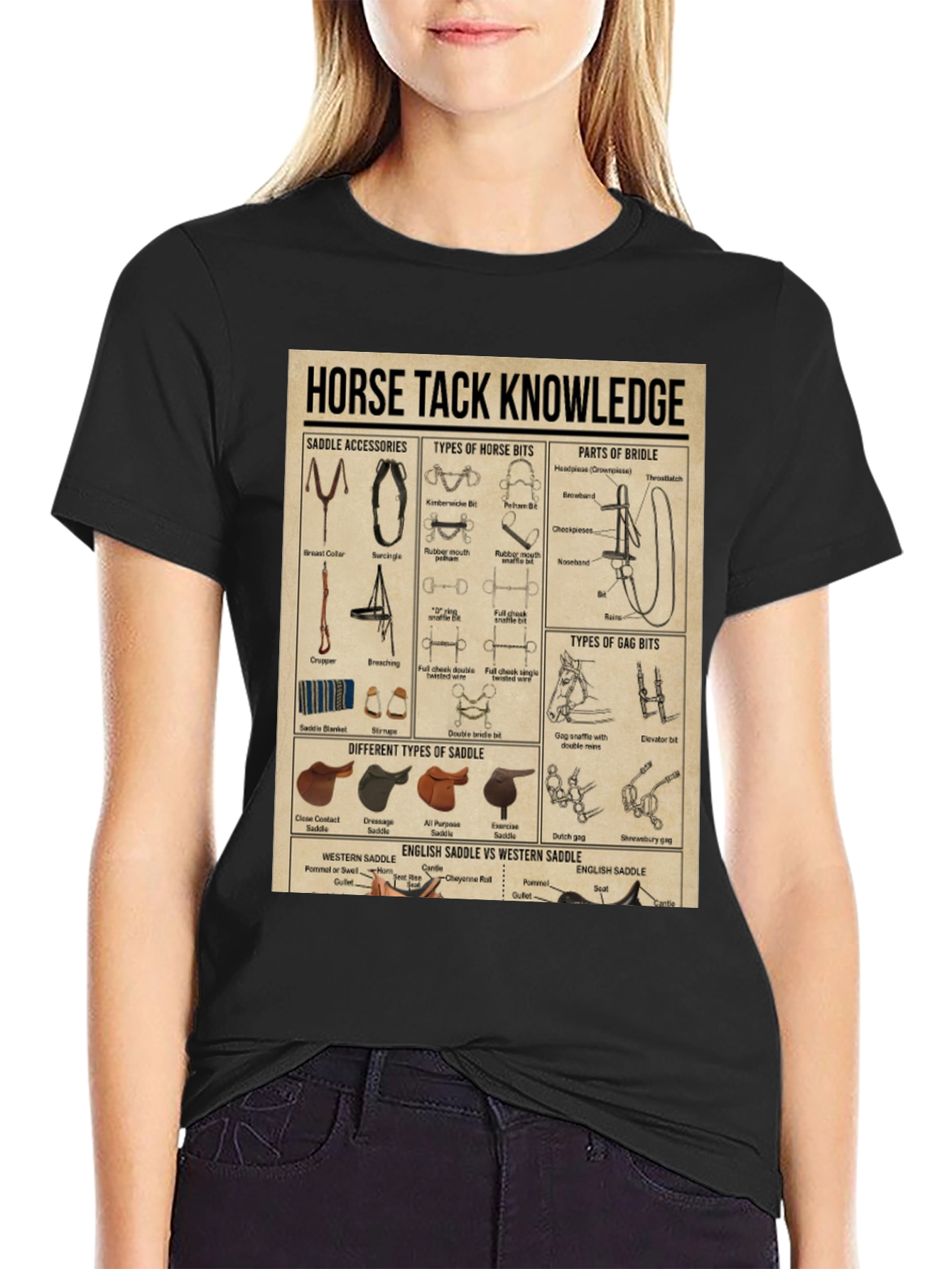 Black Horse Tack Knowledge Graphic T-Shirt view 2