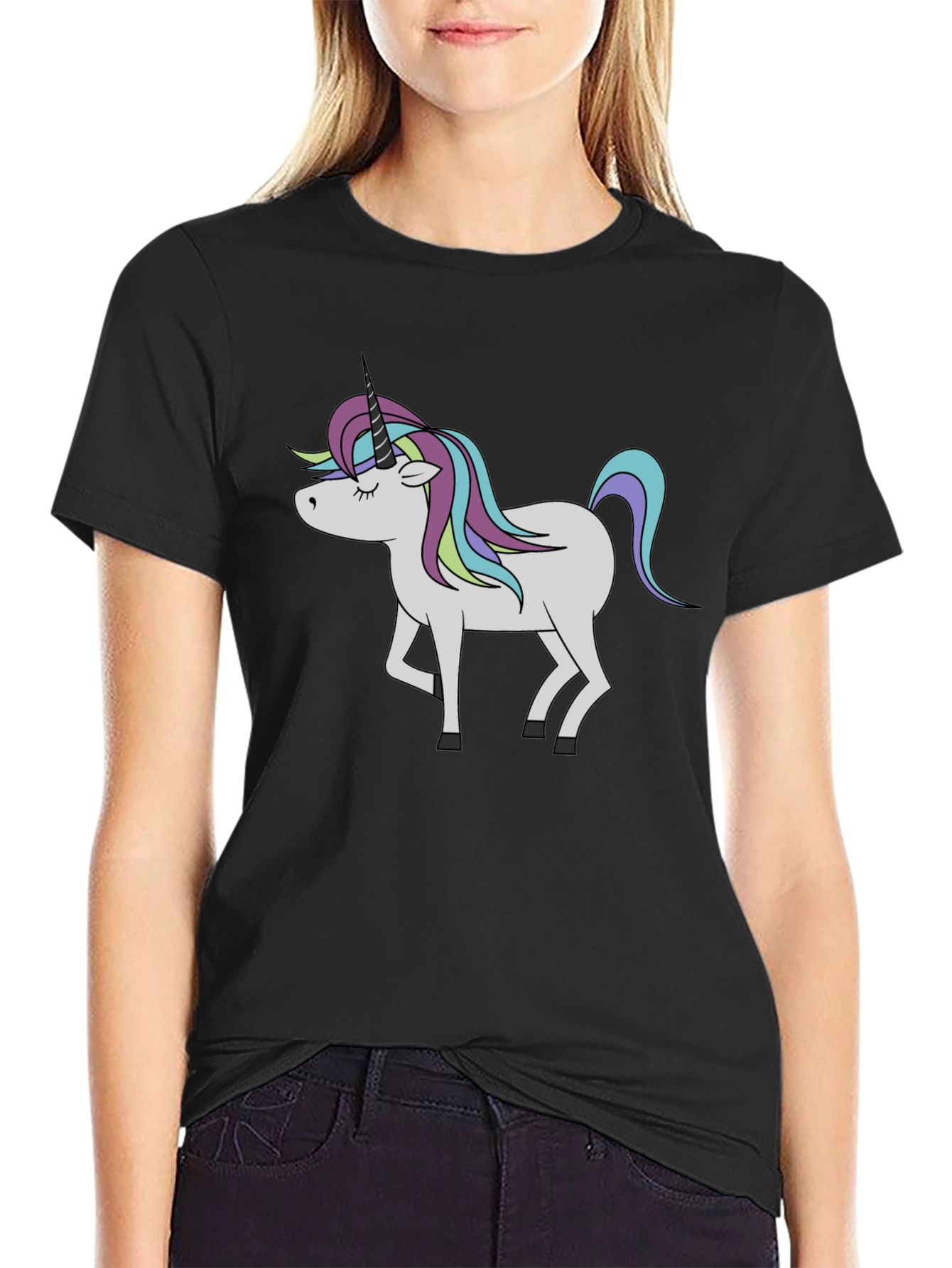 Black Unicorn Graphic Black T-Shirt - Men's Fashion Tee view 2