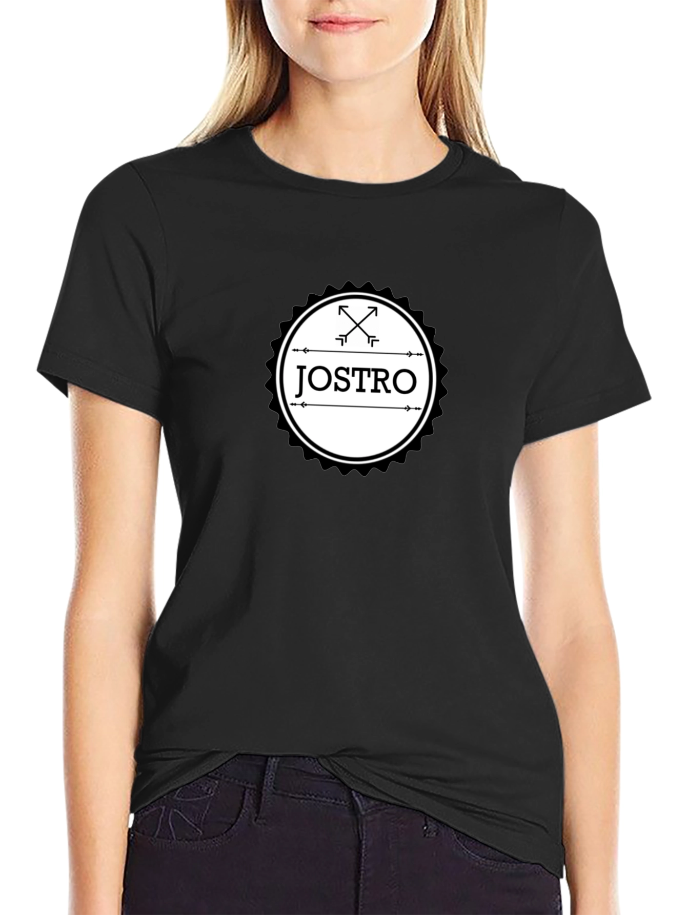 Black JOSTRO Graphic T-Shirt - Black Crew Neck Tee view 2