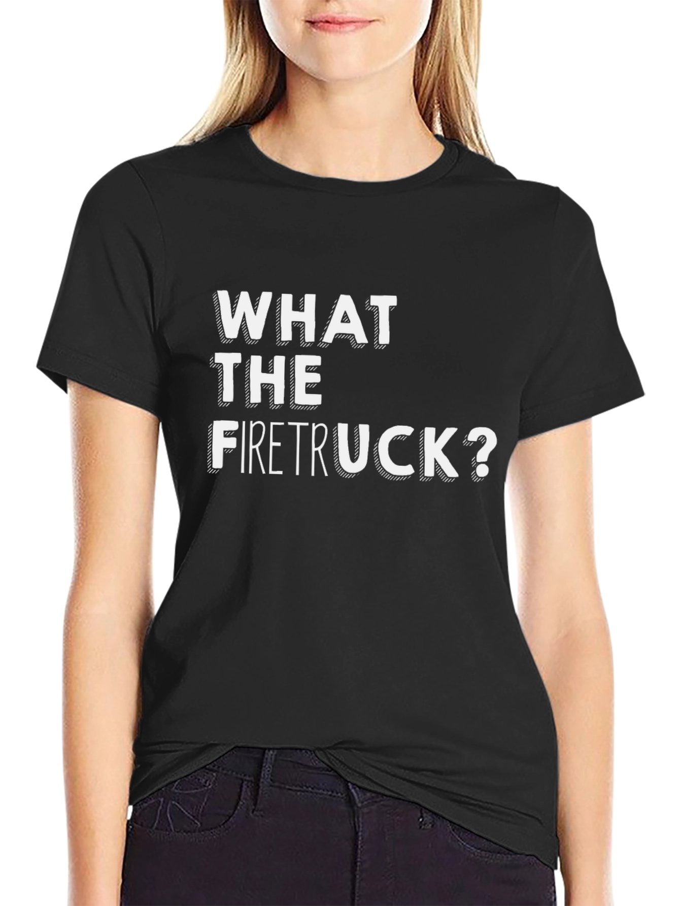 Black What The Firetruck? Graphic Tee - Funny Novelty Shirt view 2