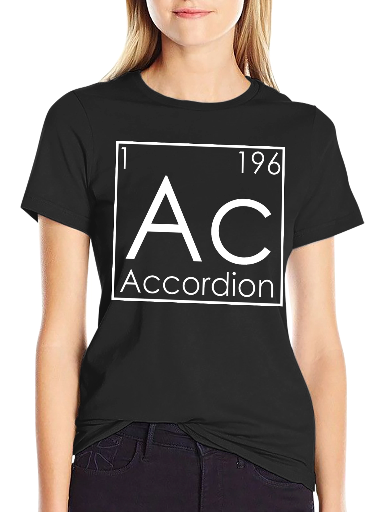 Black Periodic Table Accordion T-Shirt - Funny Musician Tee view 2