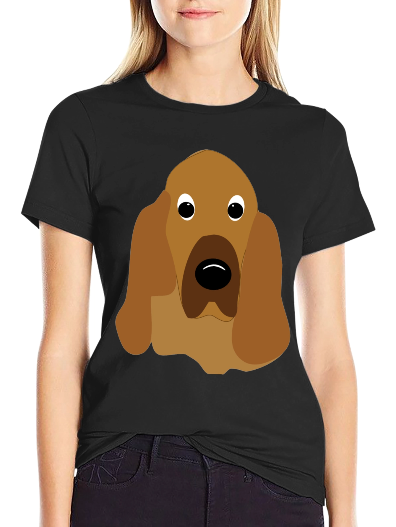 Black Dog Face Graphic Tee - Unisex Black T-Shirt view 2