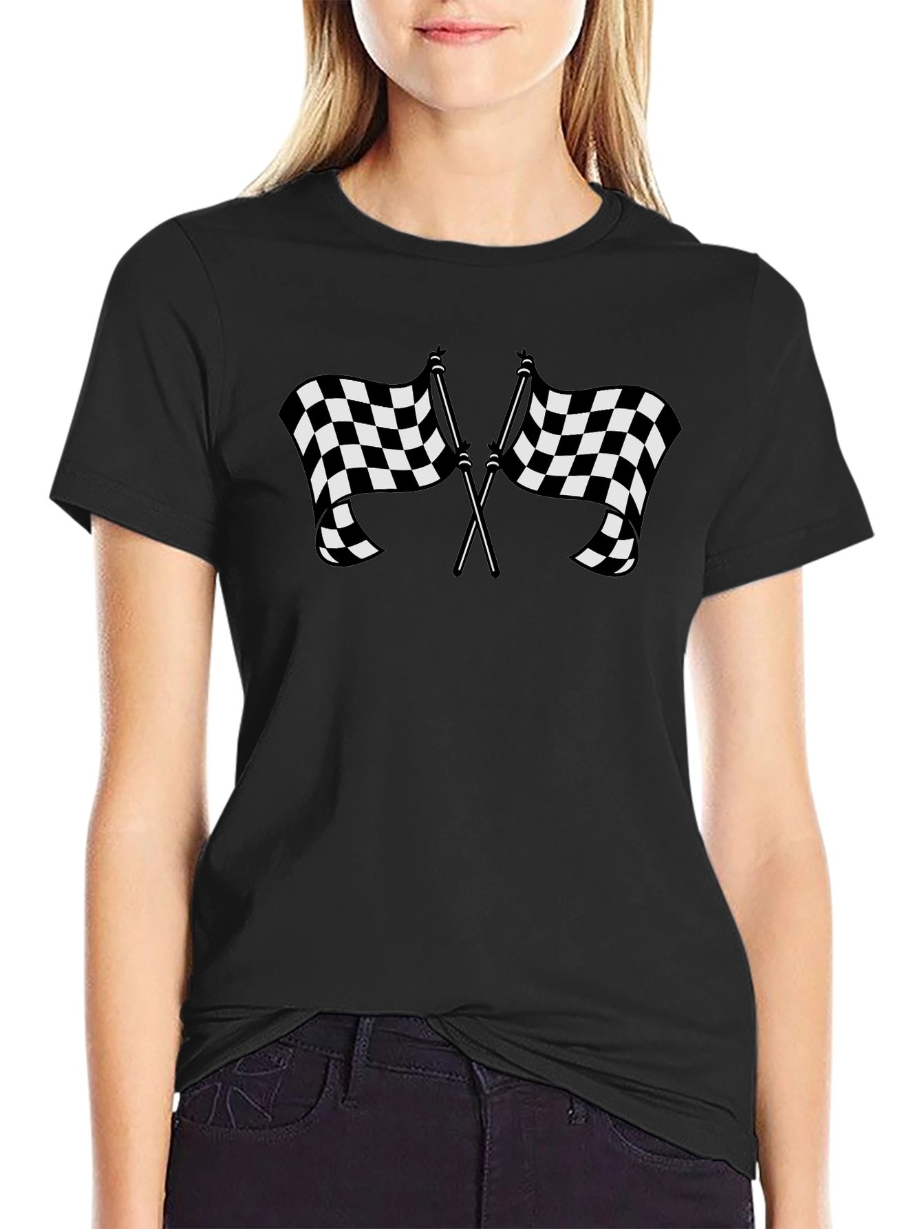 Black Racing Flags Graphic T-Shirt - Black view 2