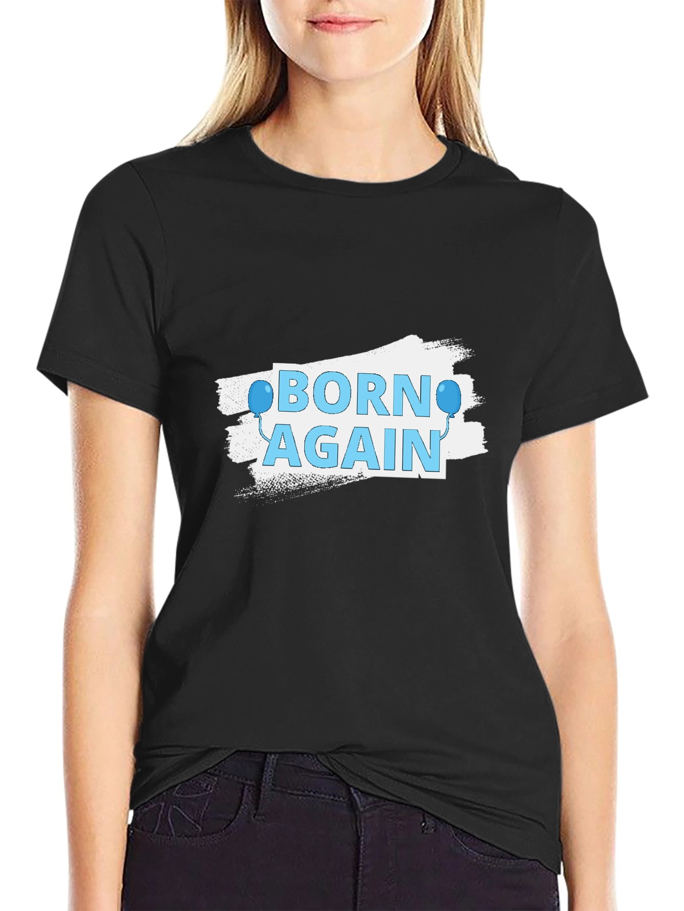 Black Born Again Graphic Tee - Stylish Christian Apparel view 2