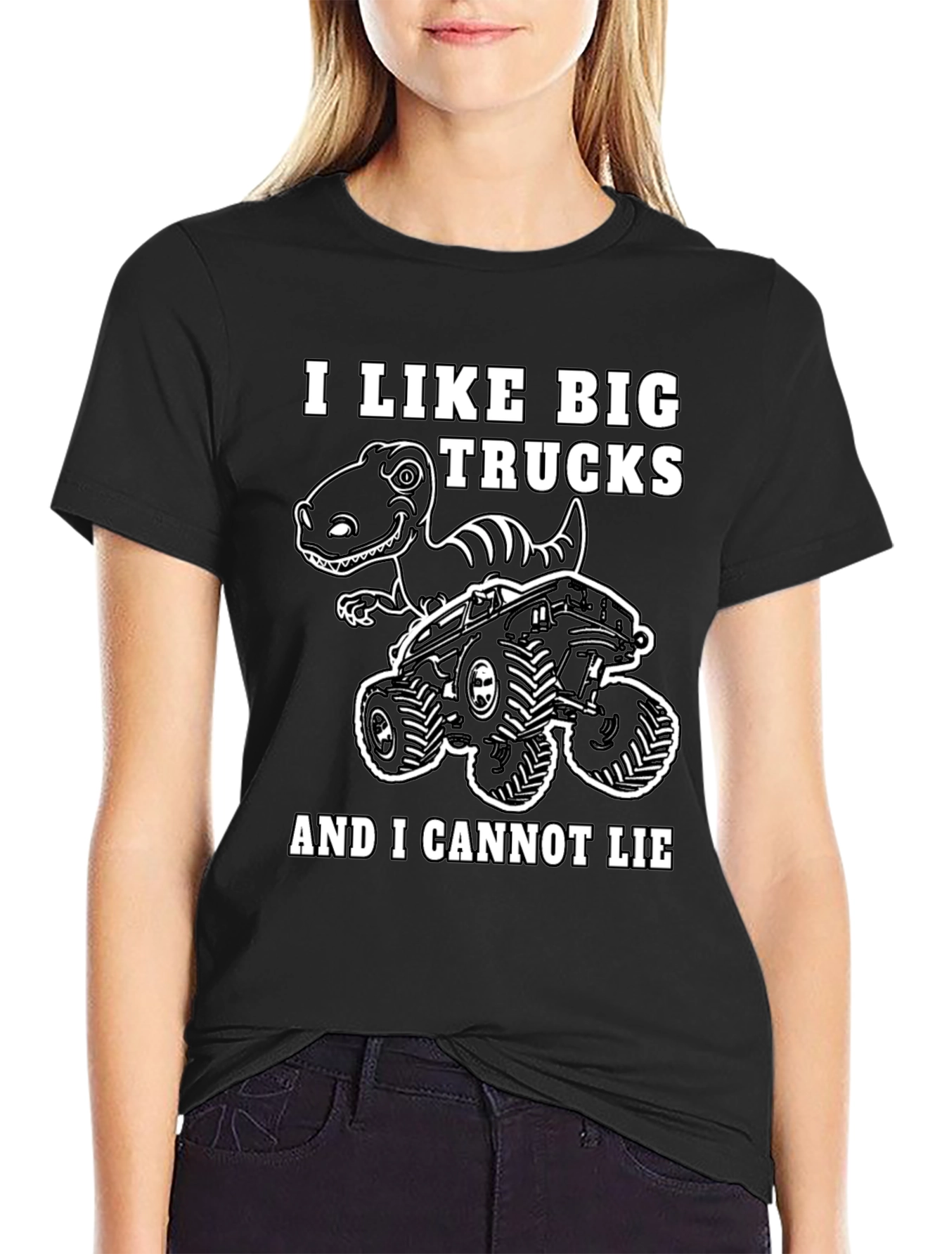 Black Big Trucks and Dinosaurs T-Shirt view 2