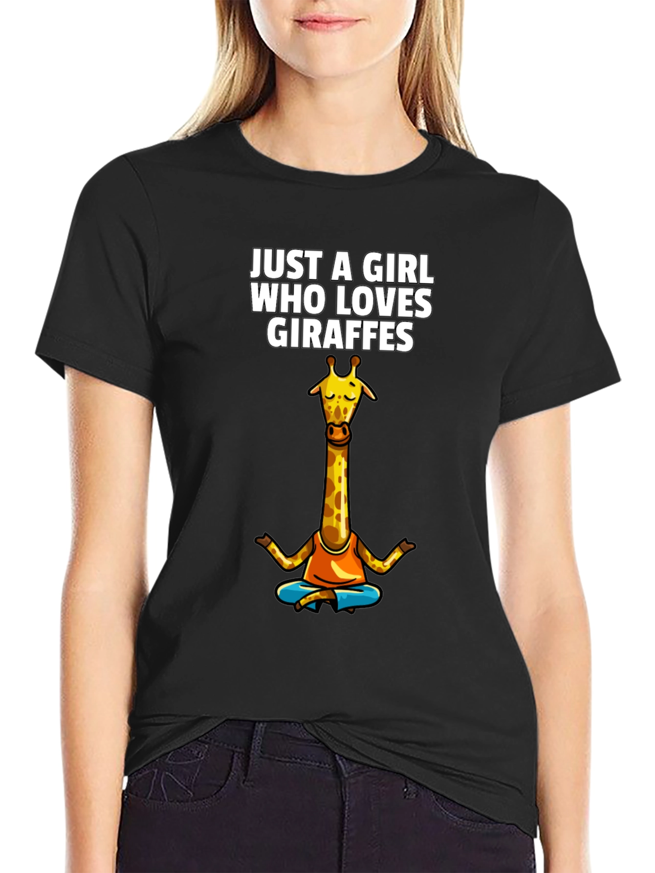 Black Giraffe Lover Women's T-Shirt - Yoga Design view 2