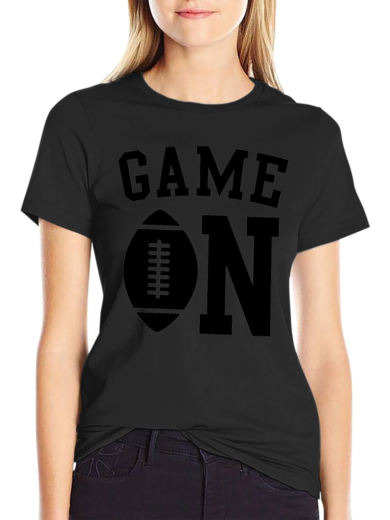 Black Game On Football T-Shirt view 2
