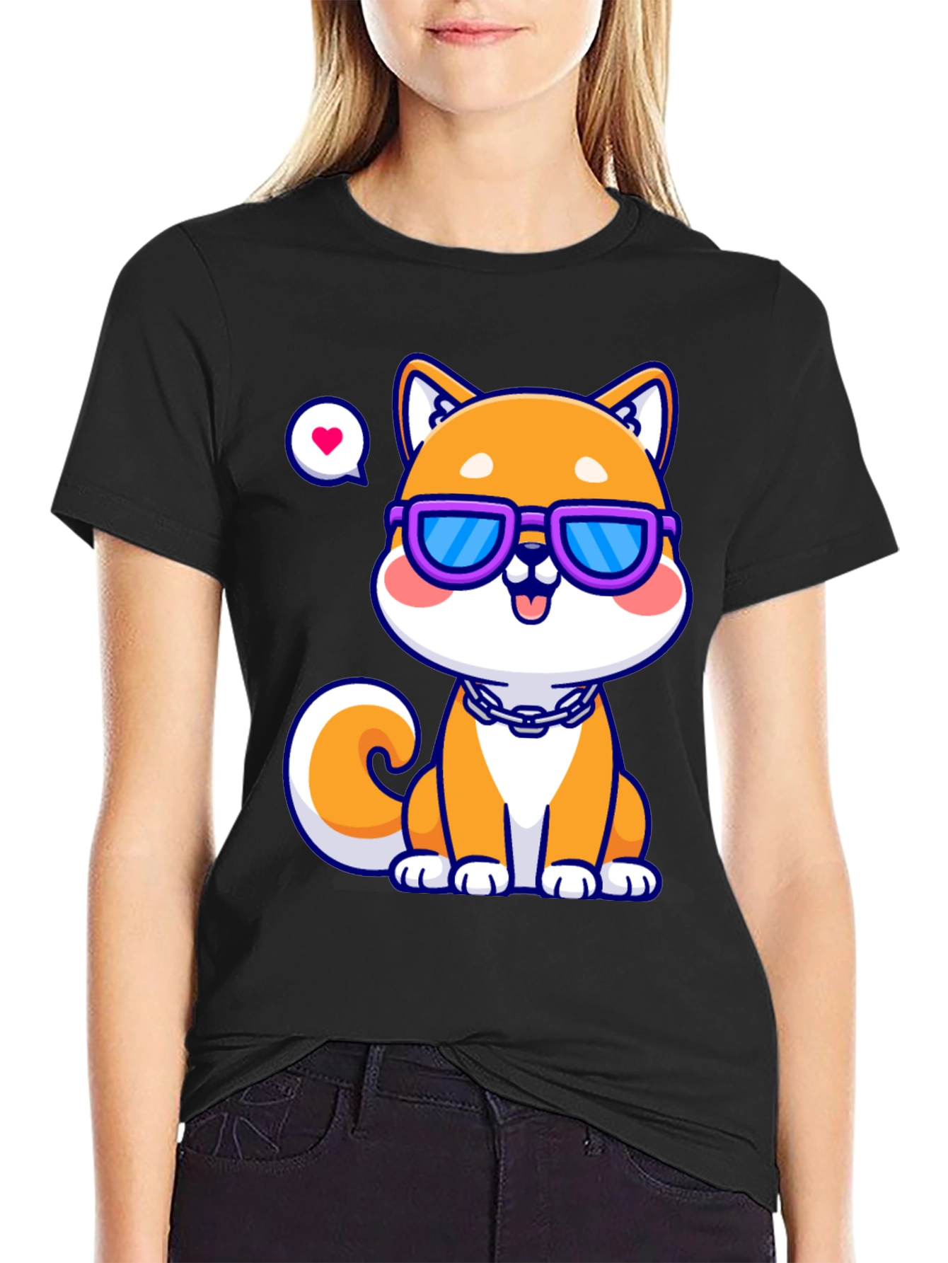 Black Cool Shiba Inu T-Shirt - Unisex view 2