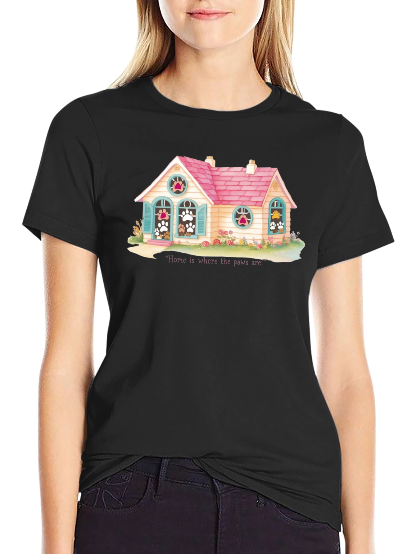 Black Home is Where the Paws Are T-Shirt view 2