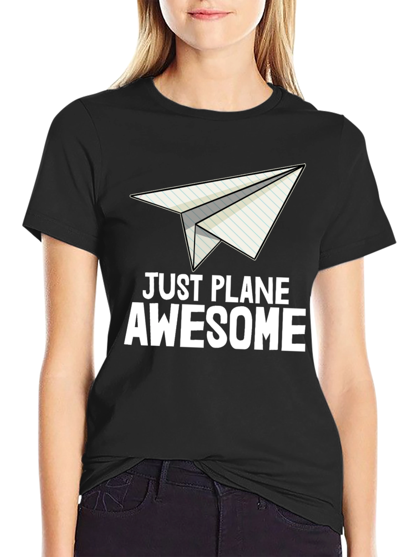 Black Just Plane Awesome Graphic T-Shirt view 2