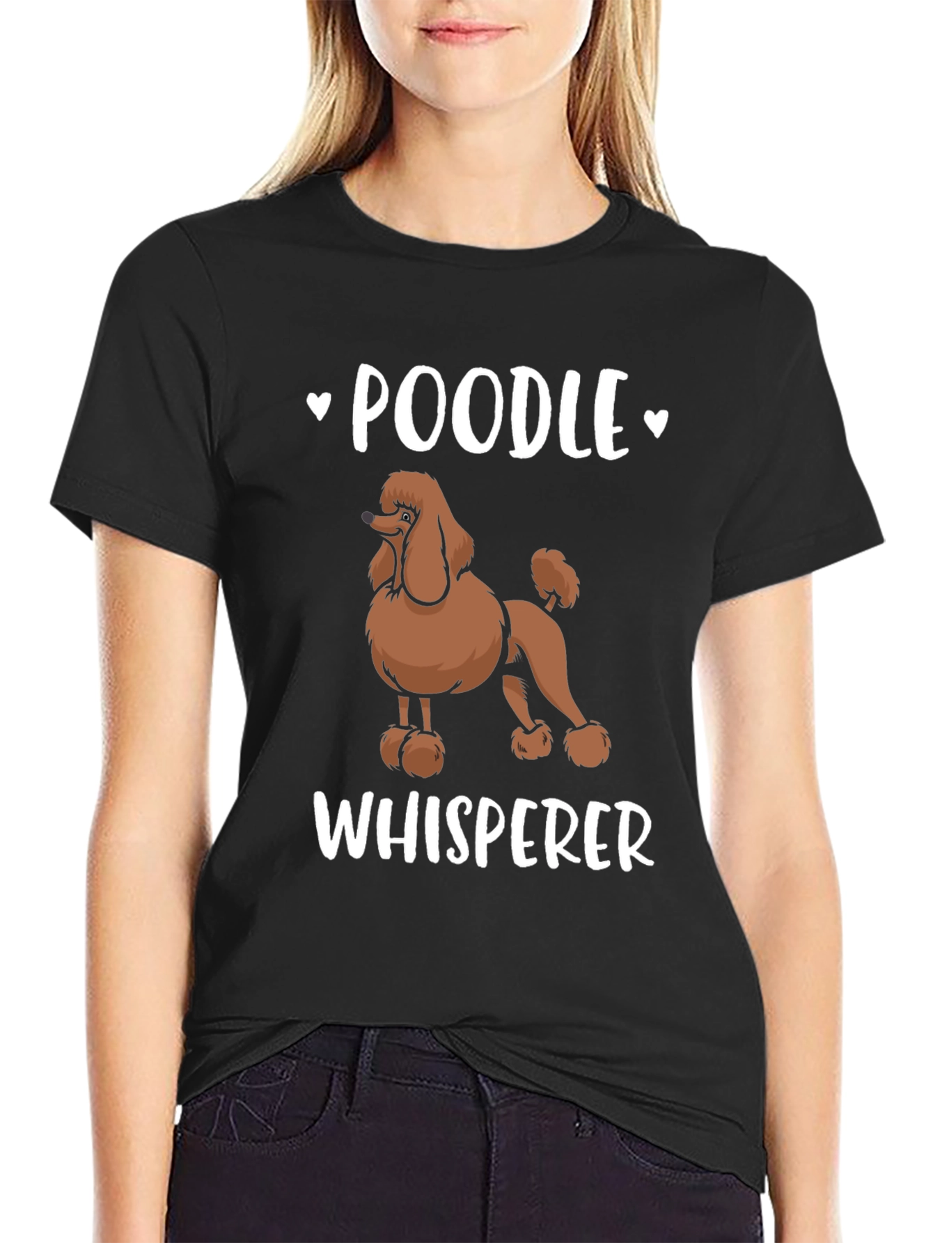 Black Poodle Whisperer Black T-Shirt view 2