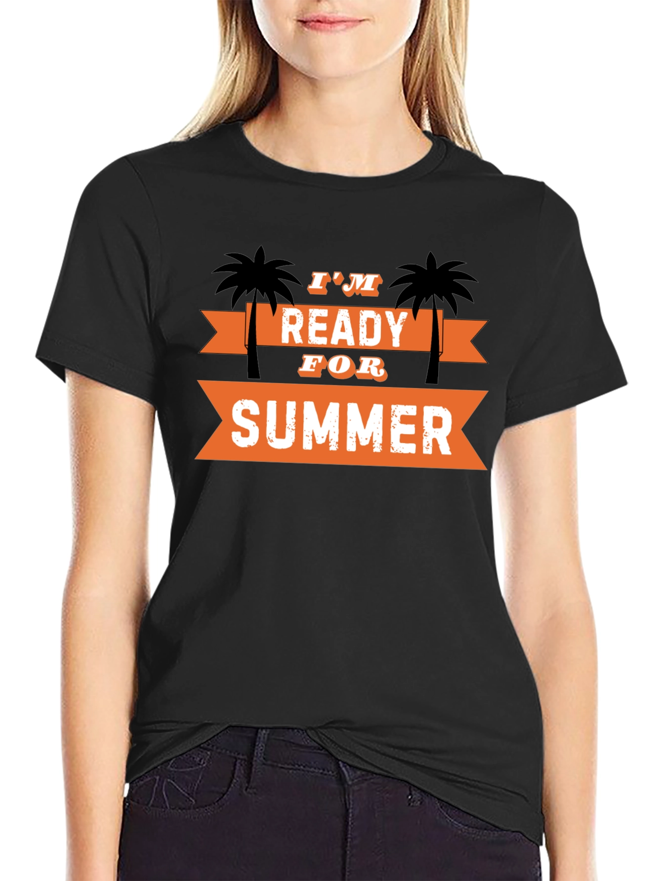 Black I'm Ready for Summer T-Shirt Palm Tree Graphic Tee view 2