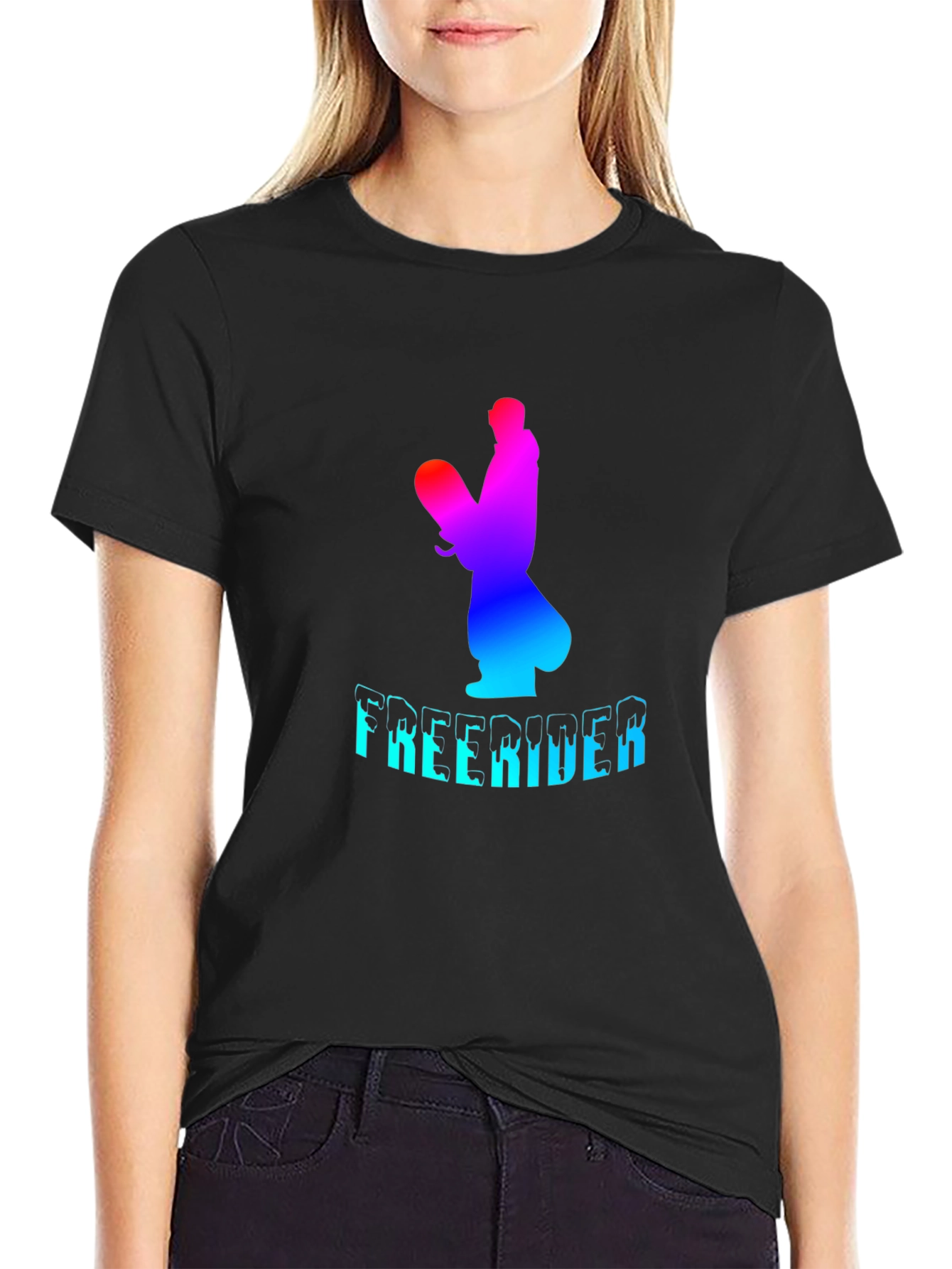 Black Freerider Graphic T-Shirt - Bold Design, Comfortable Fit view 2
