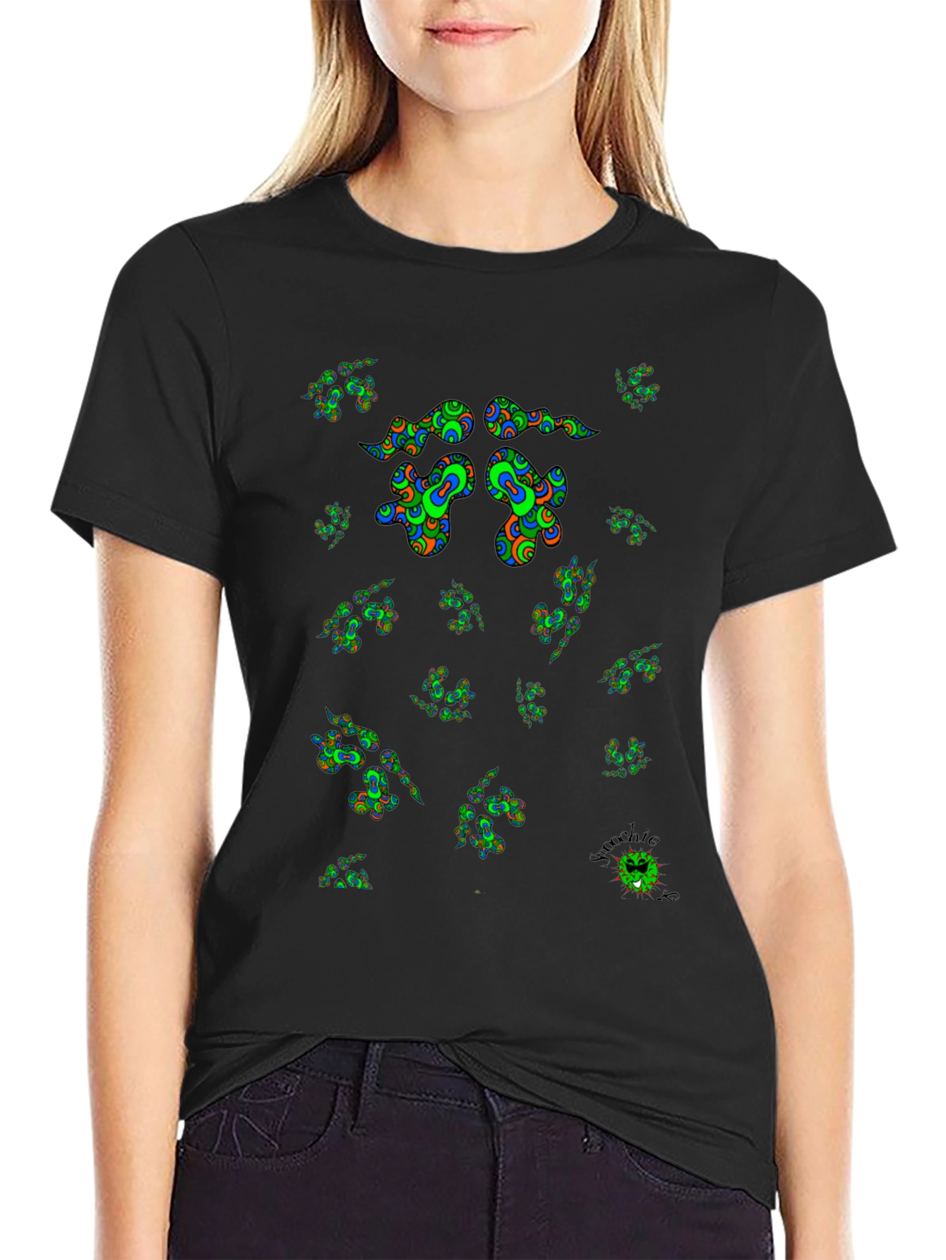 Black Psychedelic Green T-Shirt view 2