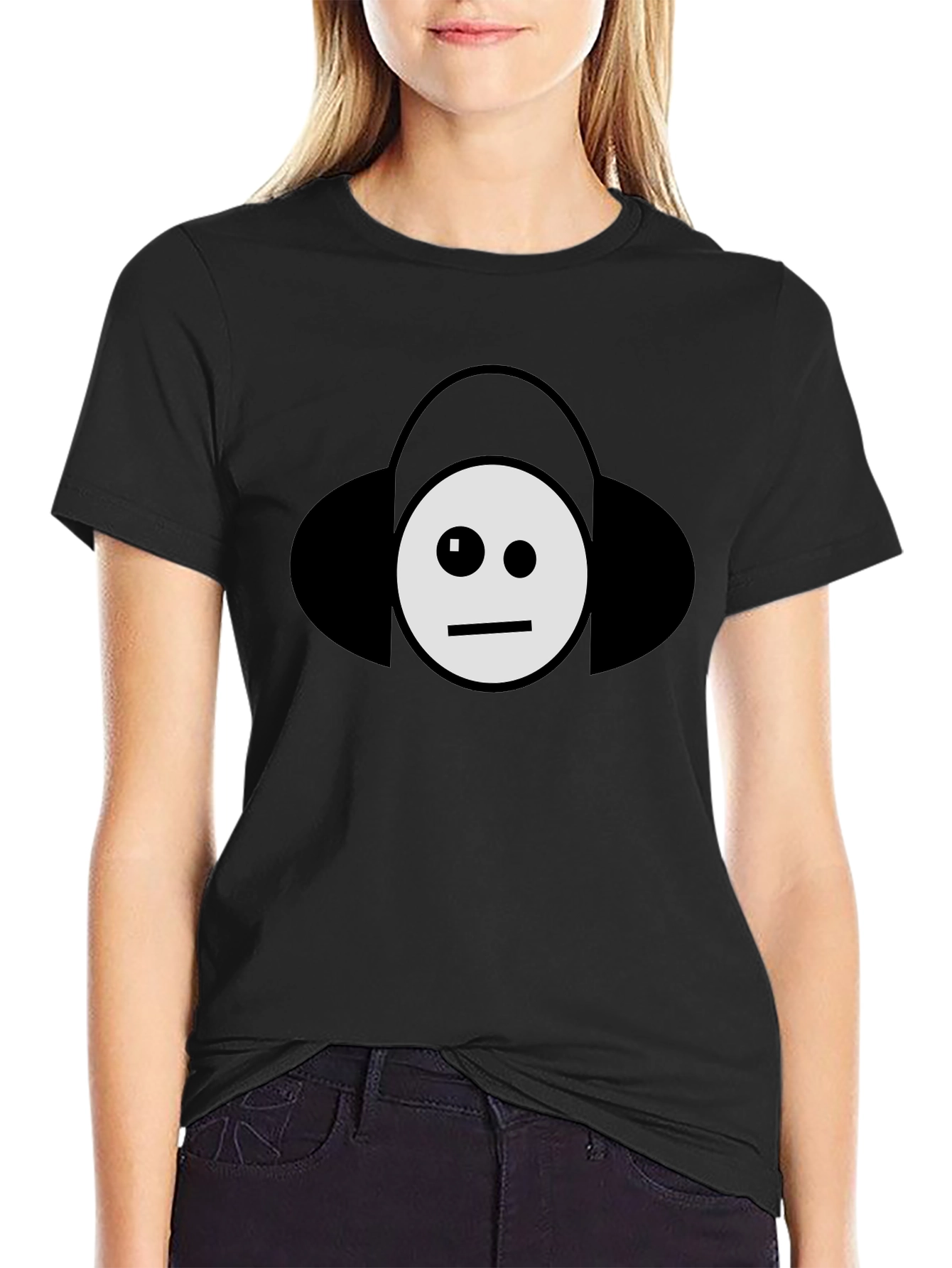 Black Cool DJ Emoji Black T-Shirt view 2