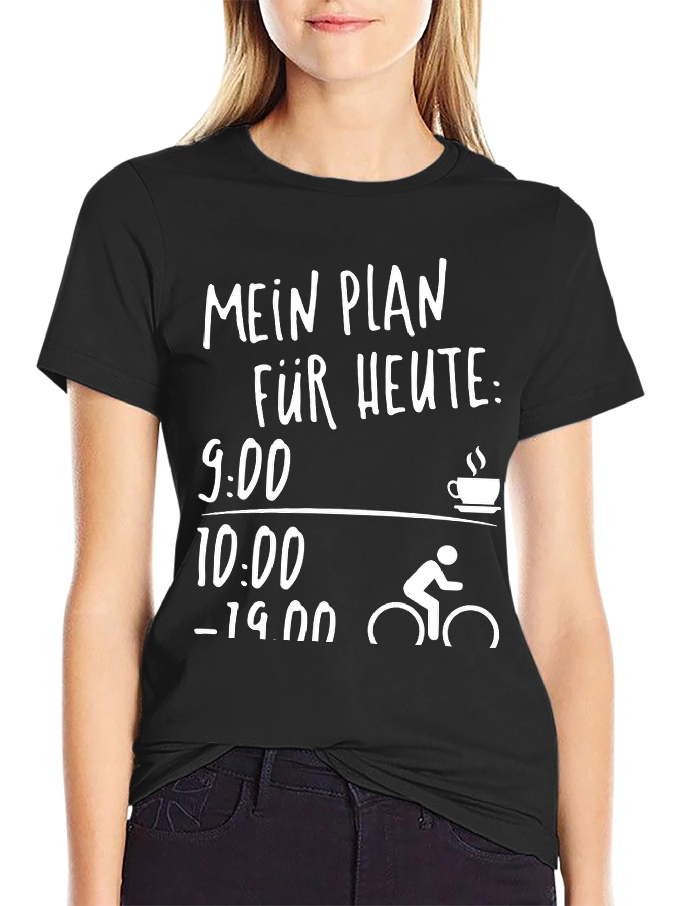 Black Cycling Plan T-Shirt - Coffee then Ride view 2