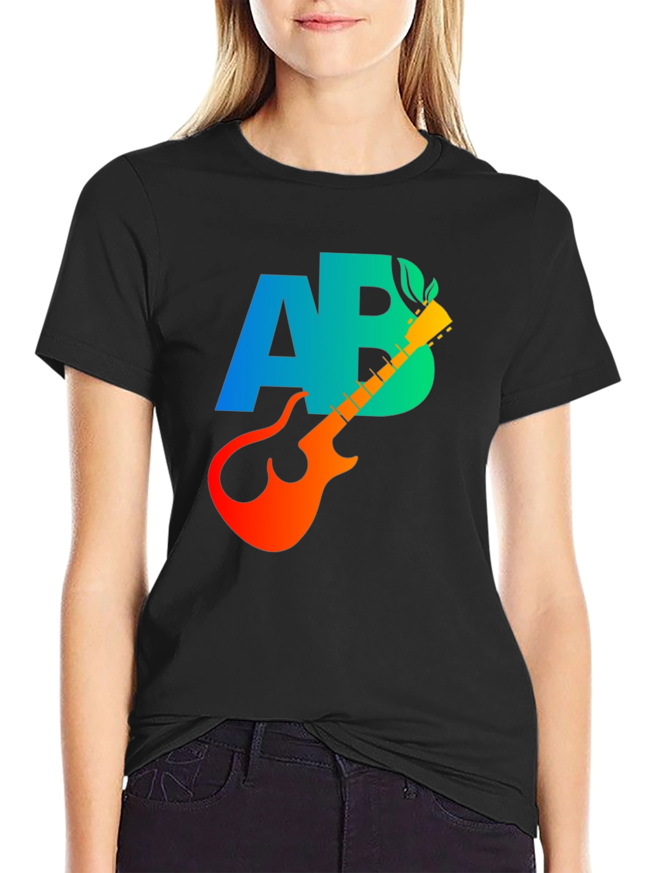 Black AB Guitar Graphic T-Shirt - Cool Music Tee view 2
