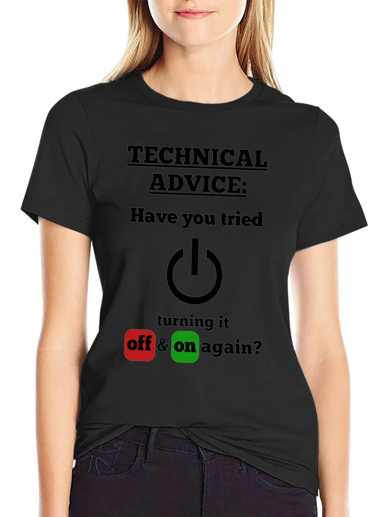 Black Technical Advice Funny T-Shirt view 2