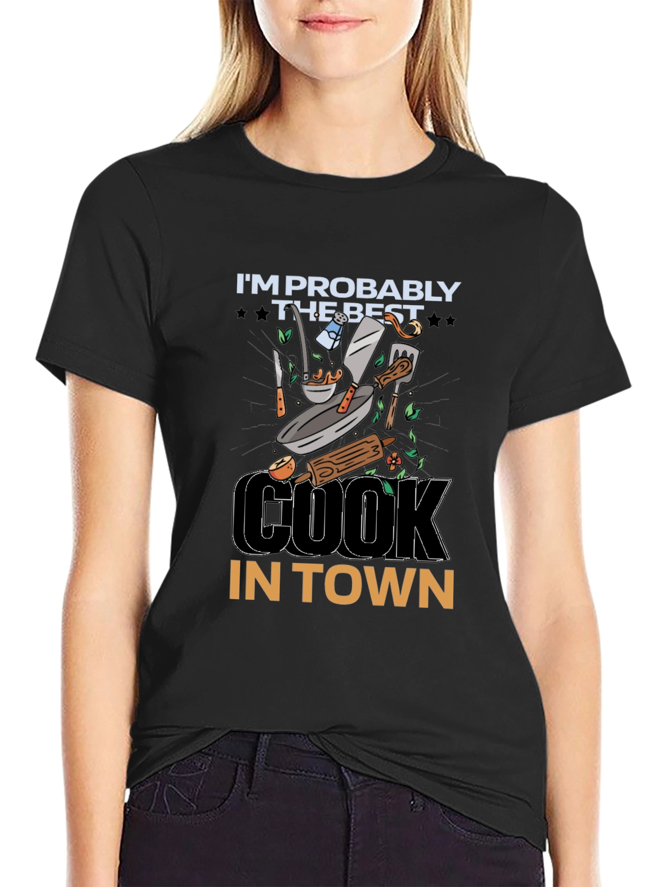 Black Best Cook in Town Graphic T-Shirt - Chef Apparel view 2