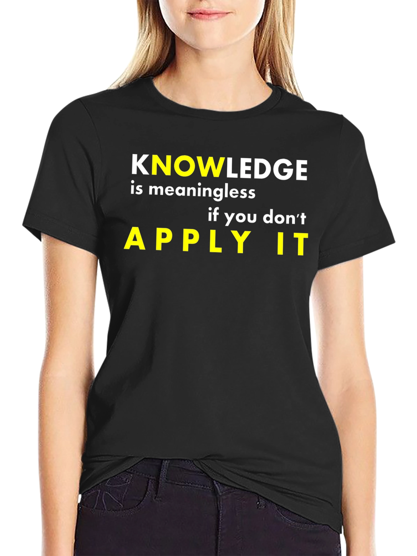 Black Knowledge Apply It Black T-Shirt view 2