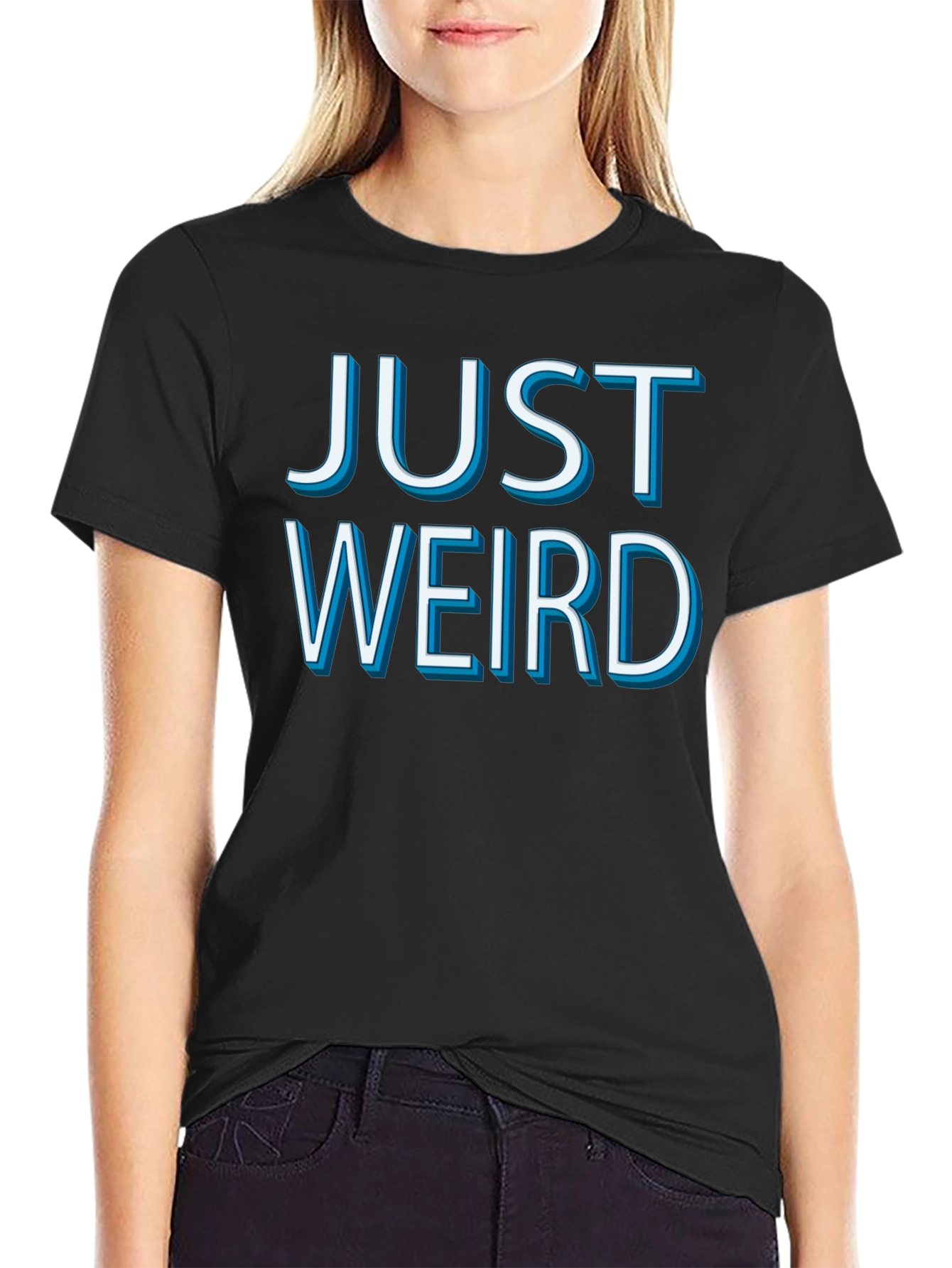 Black Just Weird Graphic Tee - Men's Black Cotton T-Shirt view 2