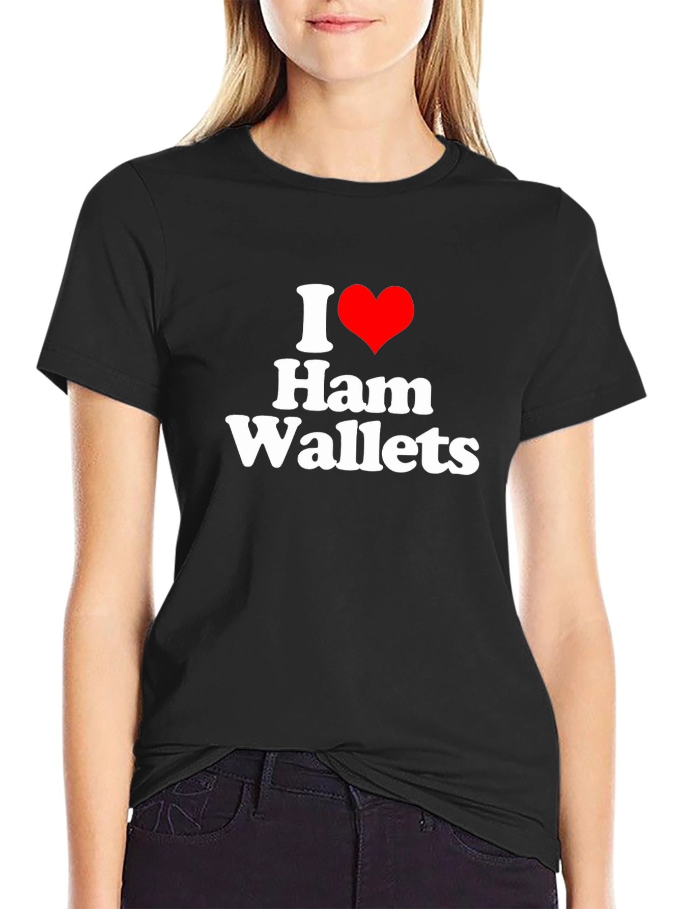 Black I Heart Ham Wallets Funny Graphic Tee view 2