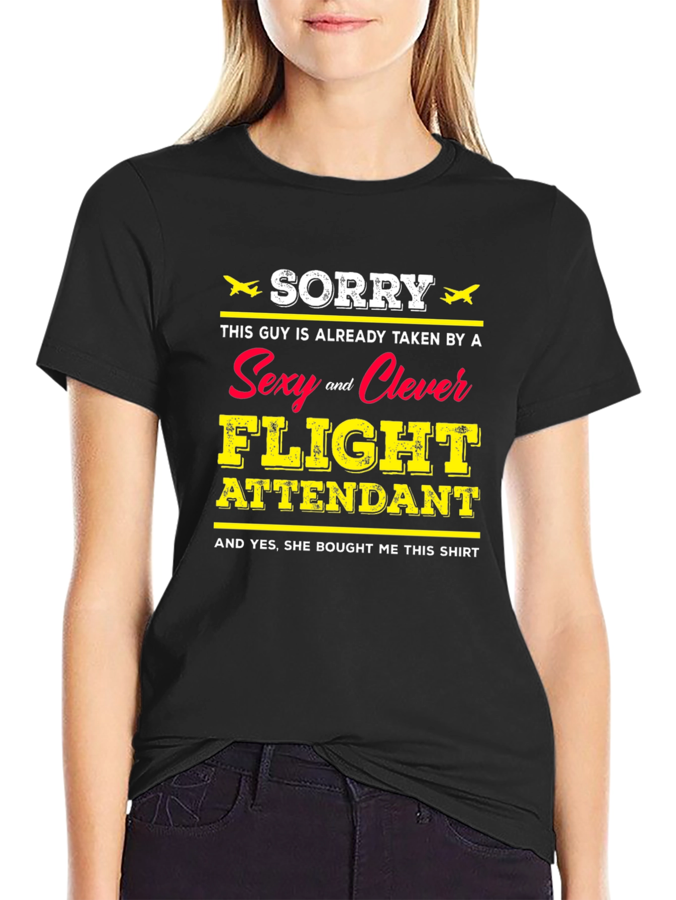 Black Taken by Flight Attendant Graphic Tee view 2