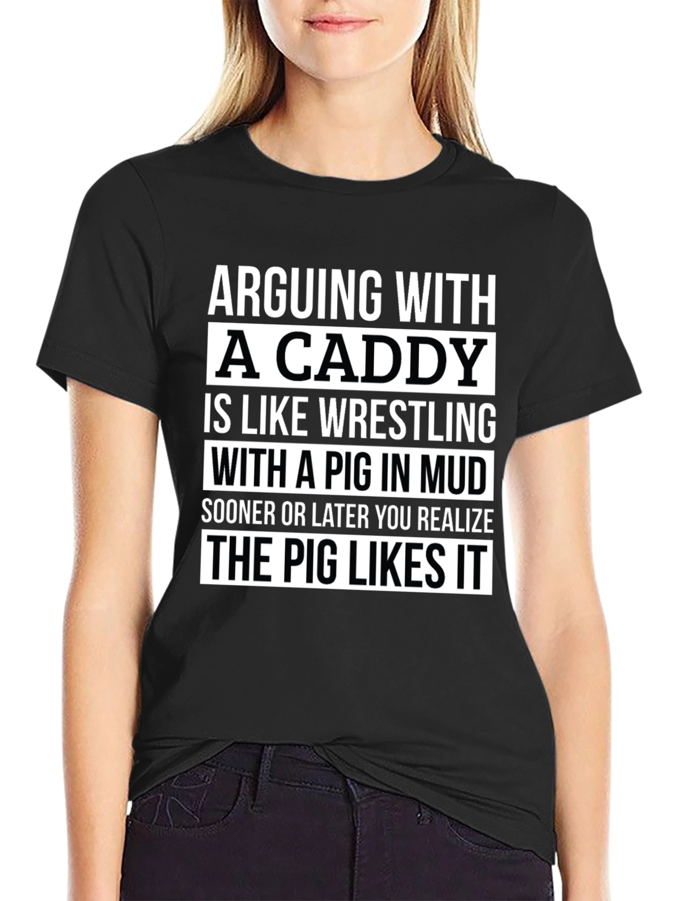 Black Arguing With A Caddy T-Shirt view 2