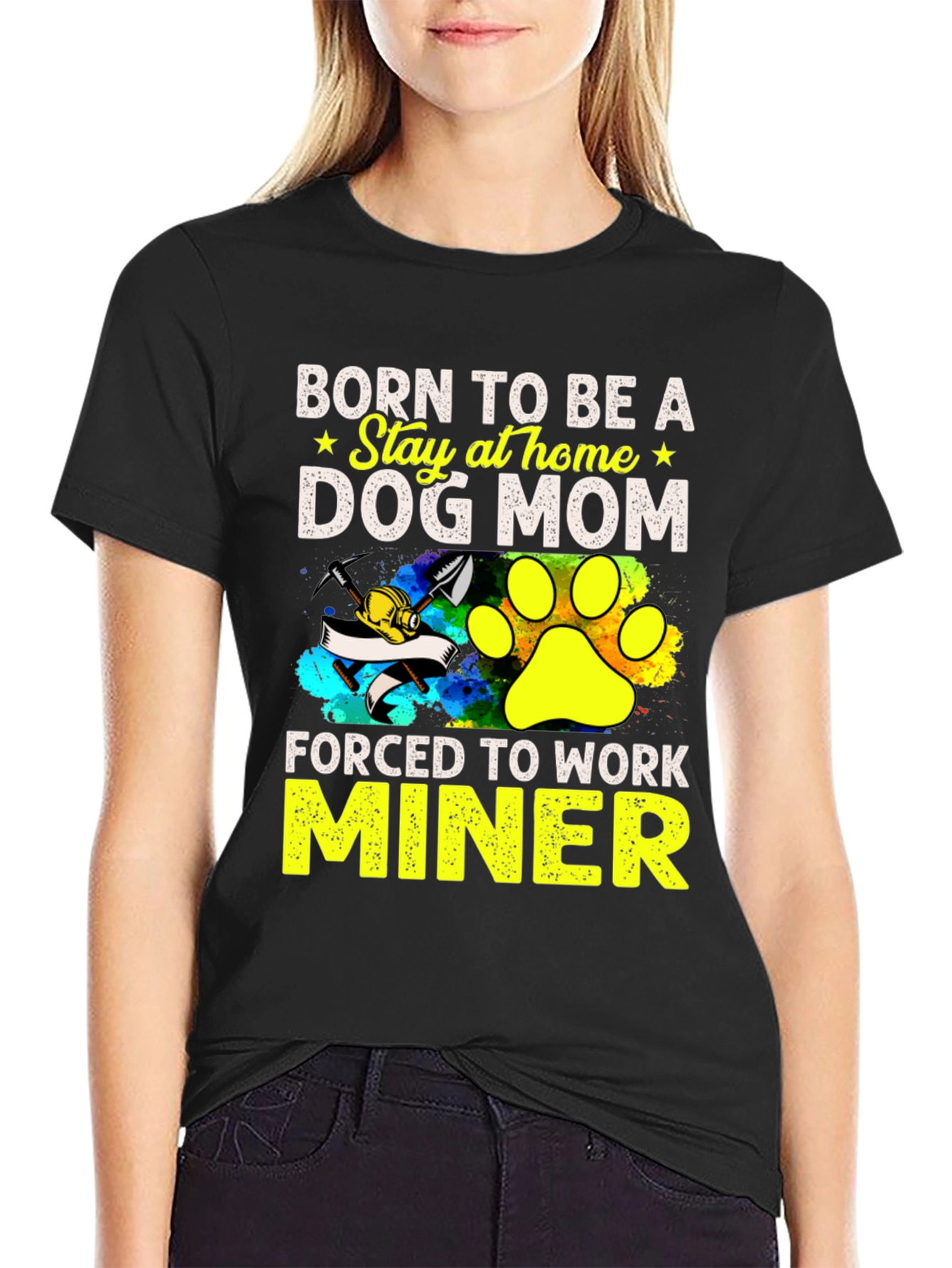 Black Dog Mom Miner T-Shirt - Stay at Home Force view 2