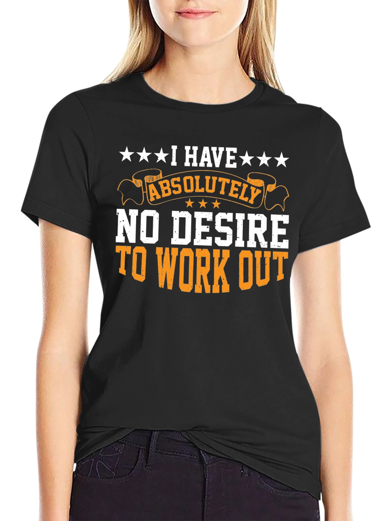 Black Funny Workout T-Shirt - No Desire to Exercise view 2