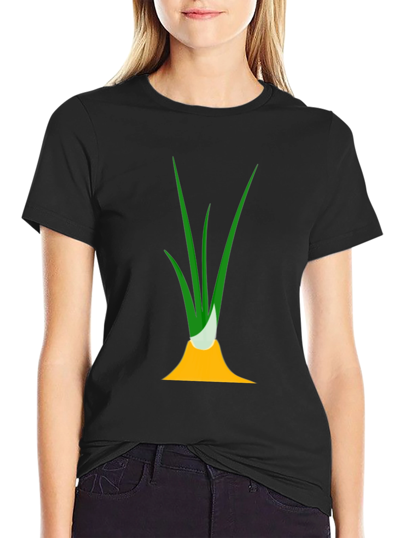 Black Funny Onion Graphic Tee - Black Cotton T-Shirt view 2