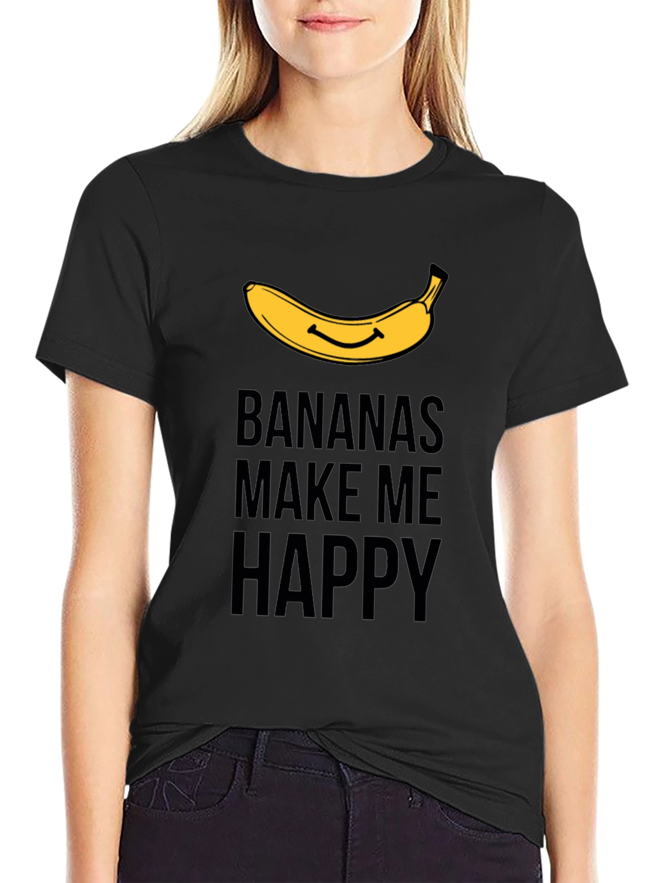 Black Bananas Make Me Happy Graphic T-Shirt view 2