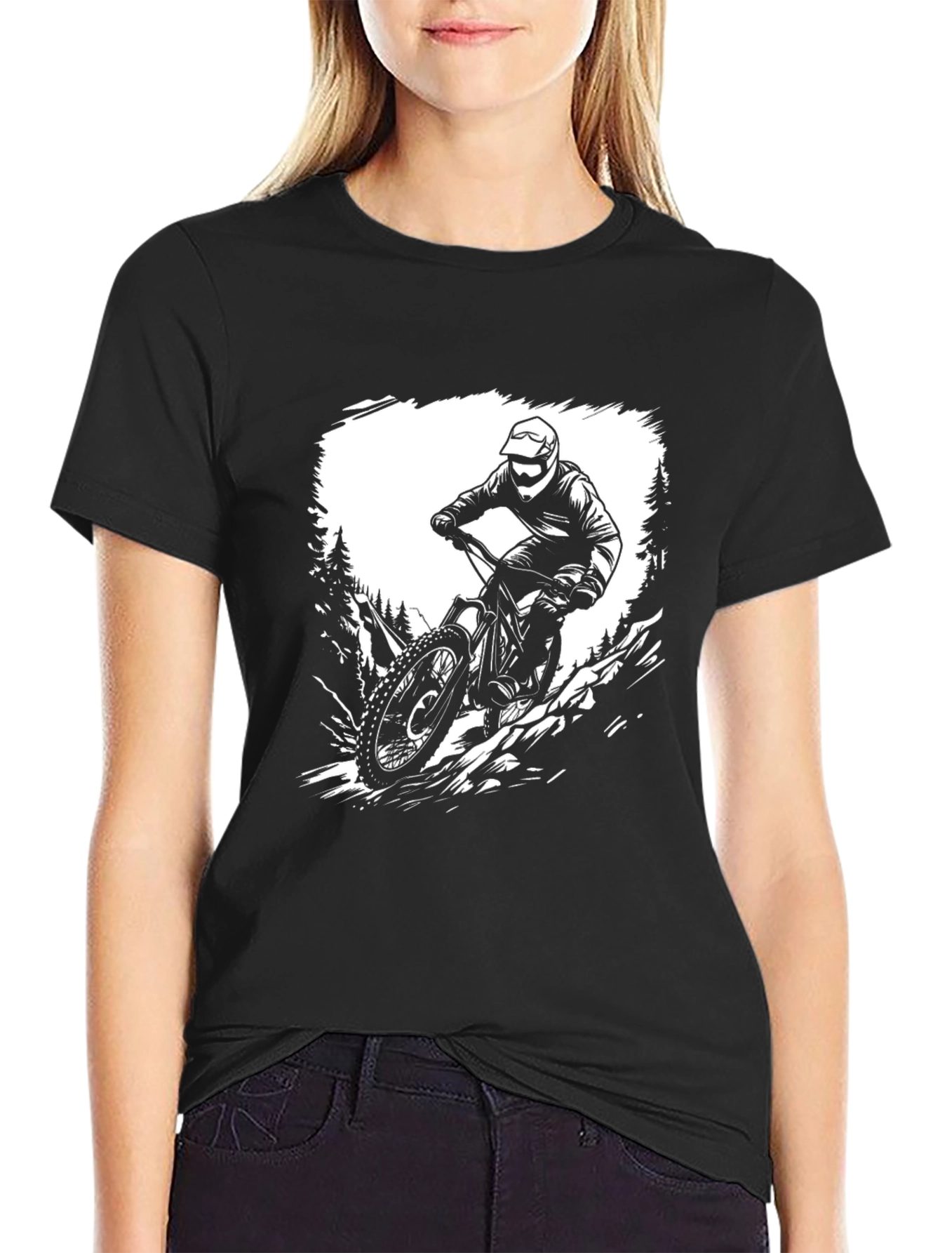 Black Mountain Bike Rider Graphic T-Shirt view 2