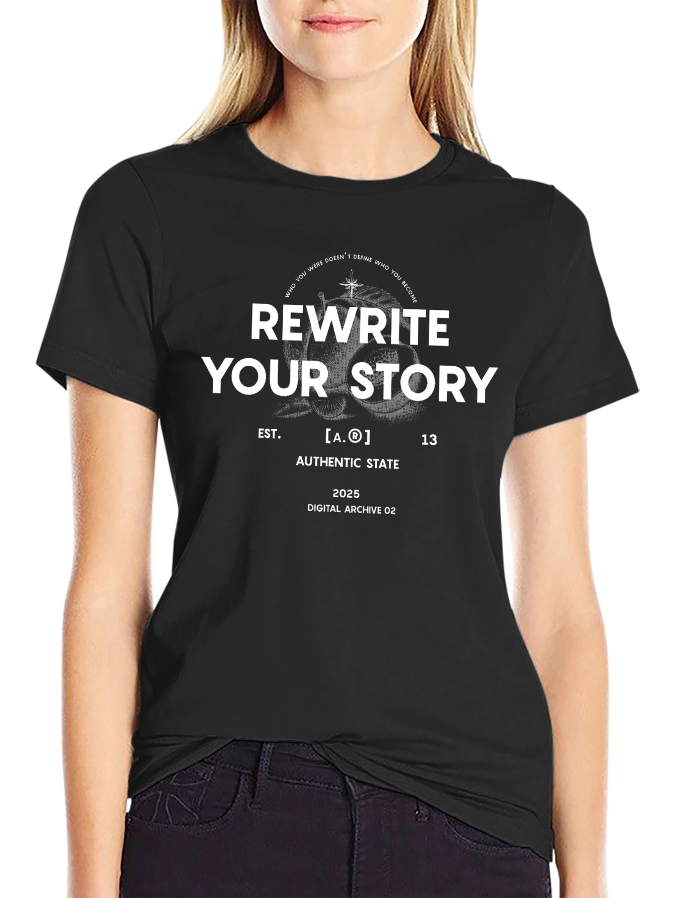 Black Rewrite Your Story Graphic Tee - Black view 2