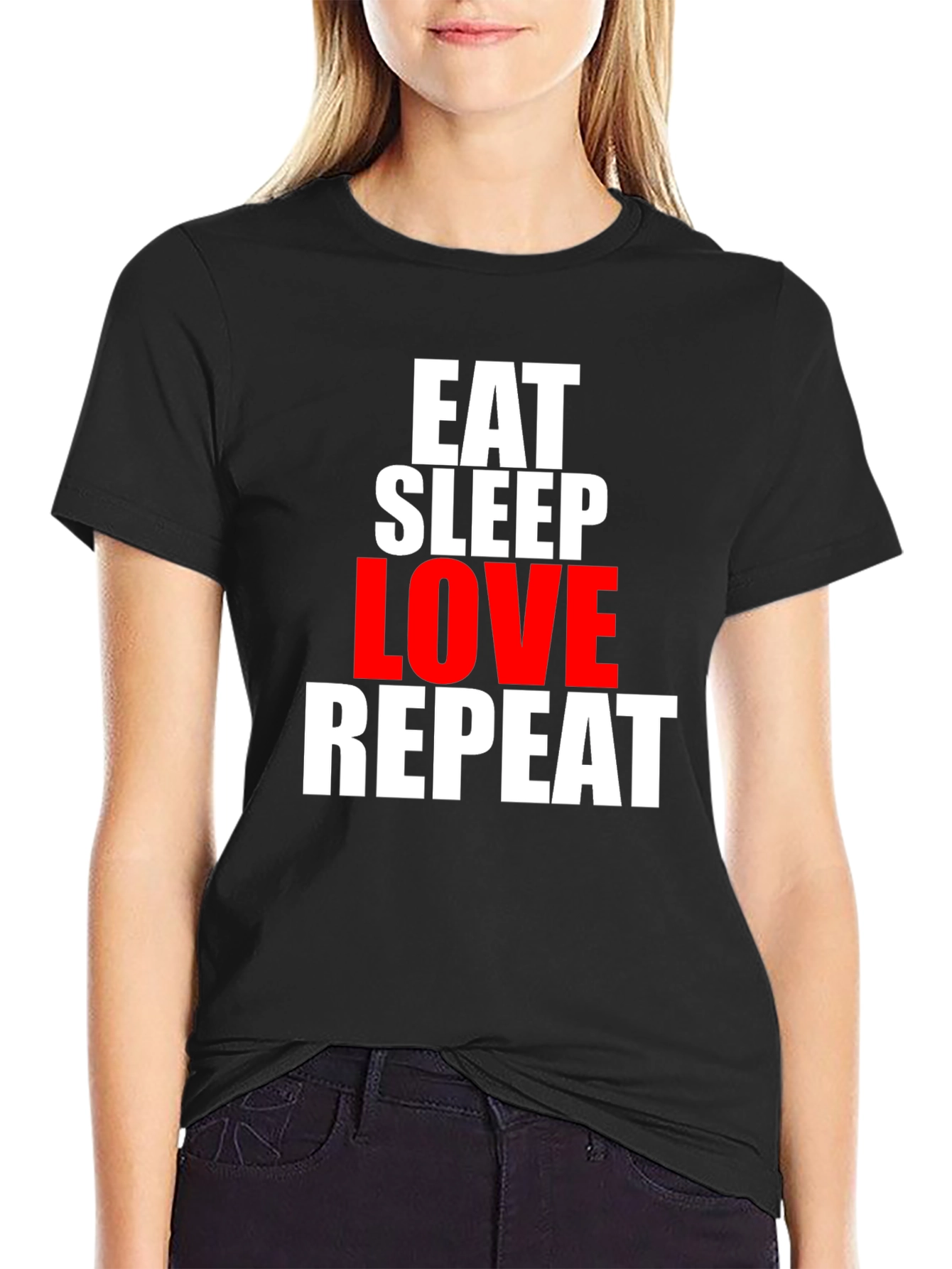 Black Eat Sleep Love Repeat Graphic Tee view 2
