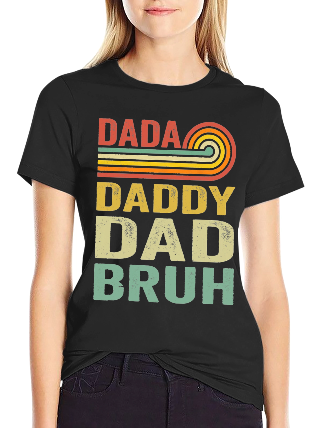 Black Retro Dada Daddy Dad Bruh T-Shirt view 2