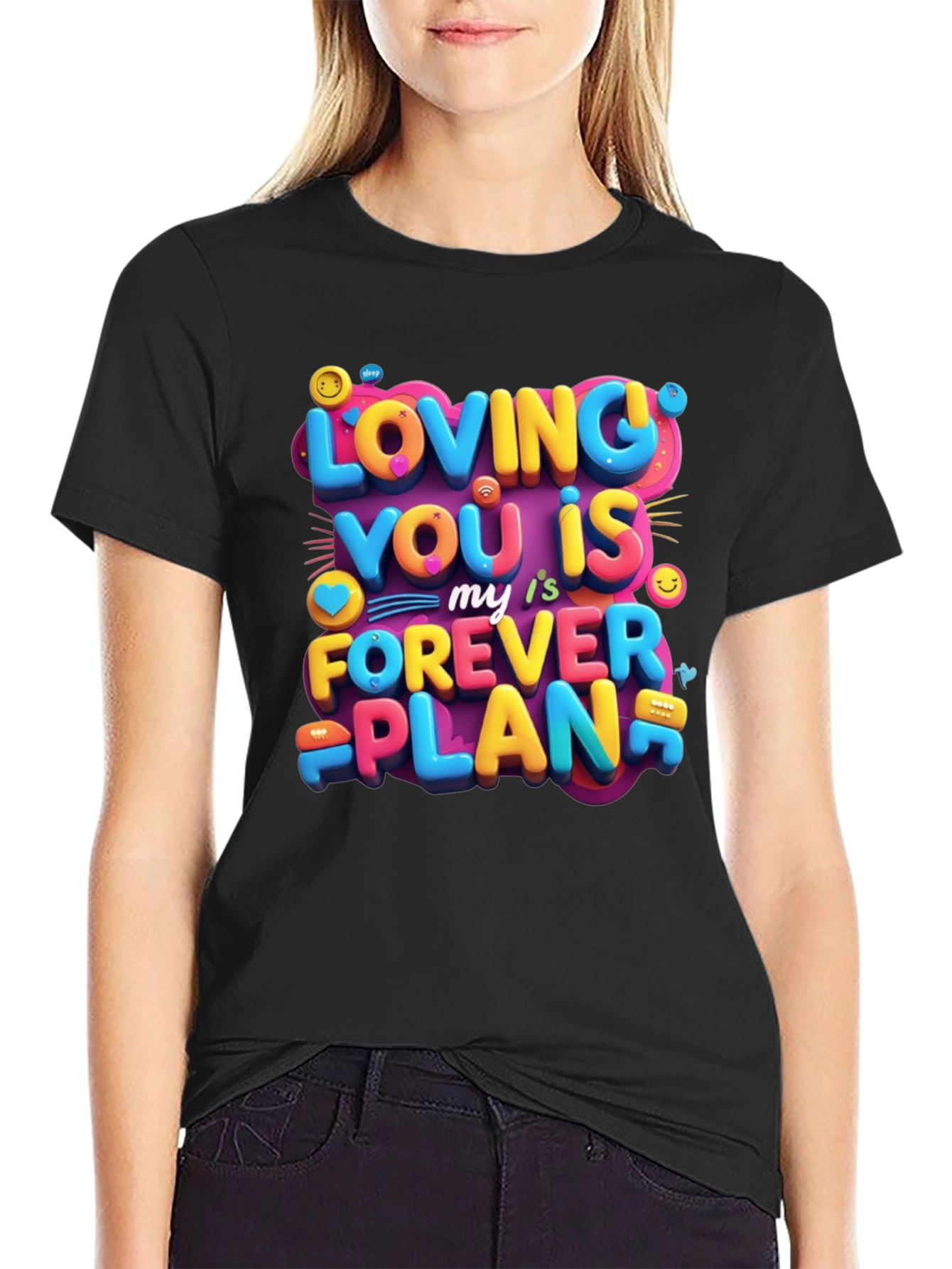 Black Loving You is My Forever Plan Graphic Tee view 2