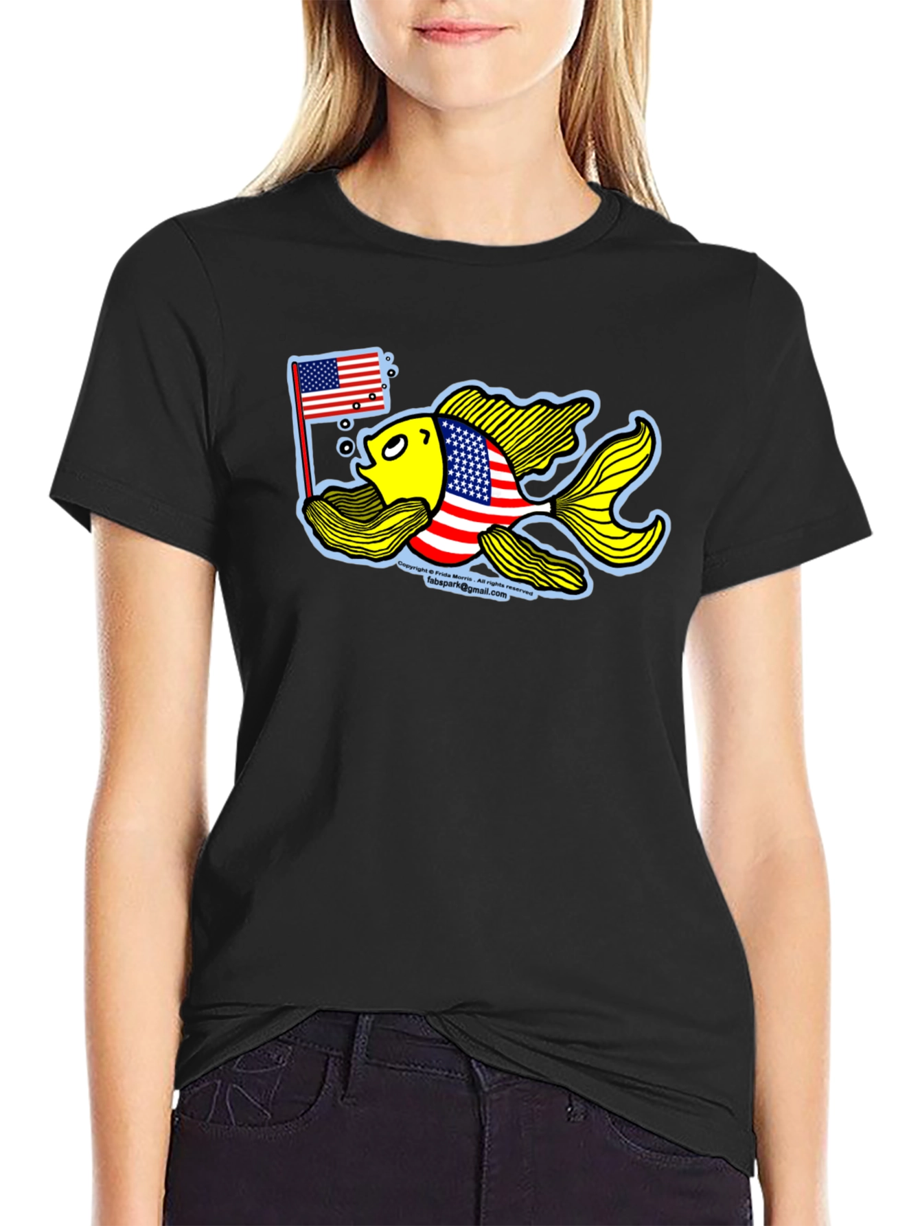 Black Patriotic Goldfish Graphic Tee view 2