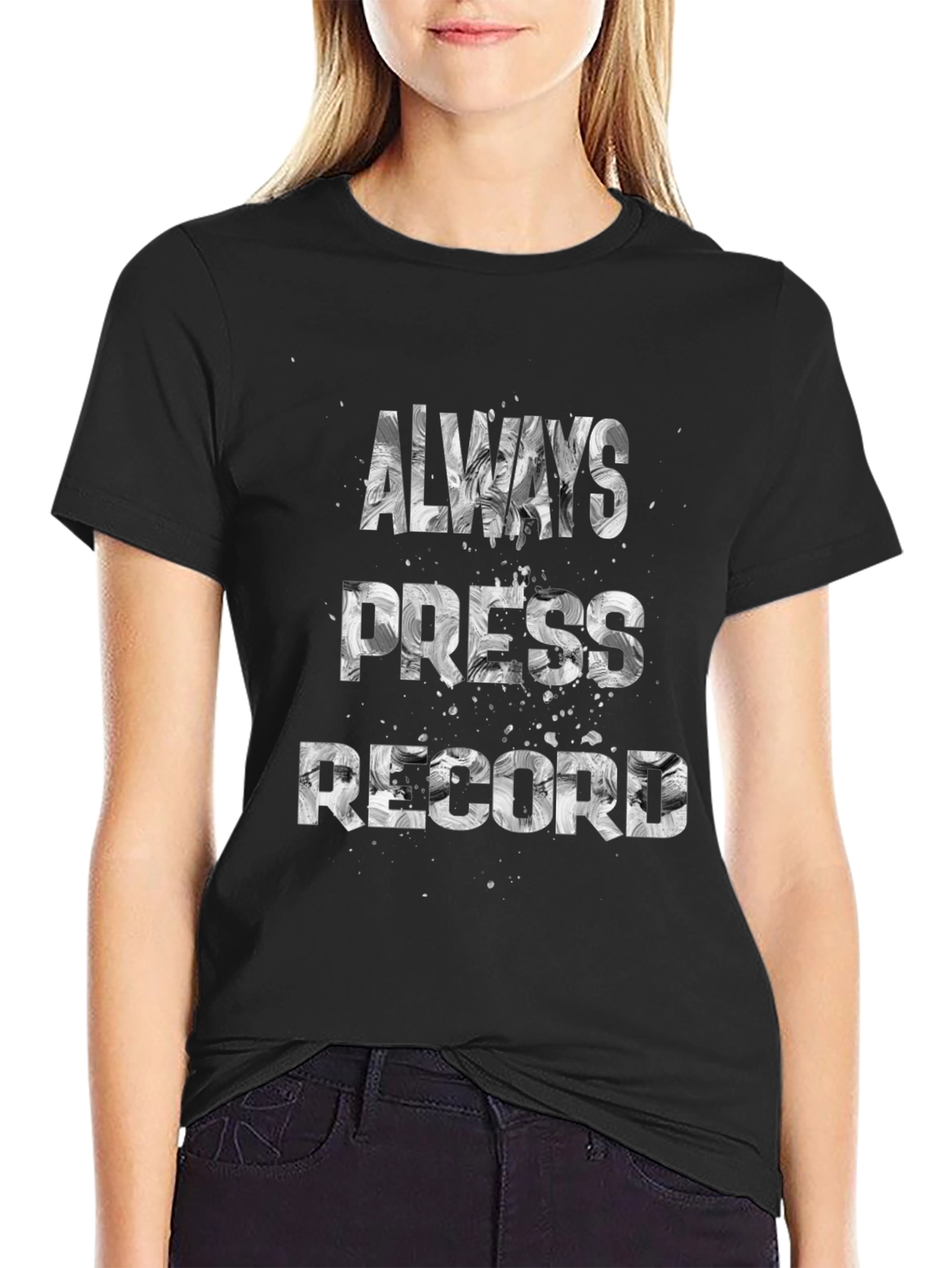 Black Always Press Record Graphic Tee view 2