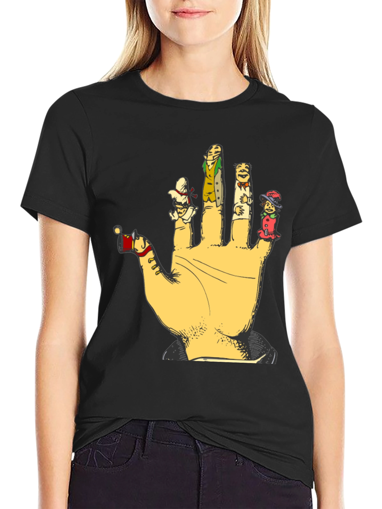 Black Finger Puppets Graphic T-Shirt view 2