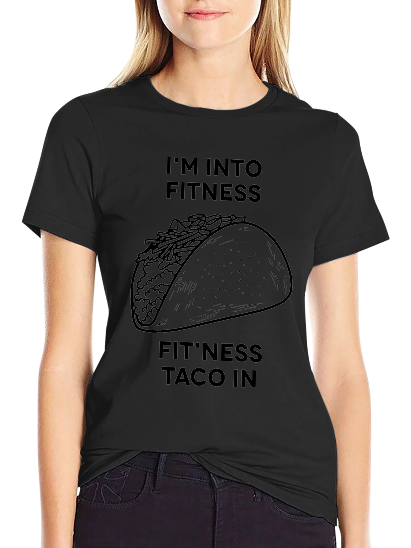 Black Fitness Taco T-Shirt - Humorous Graphic Tee view 2