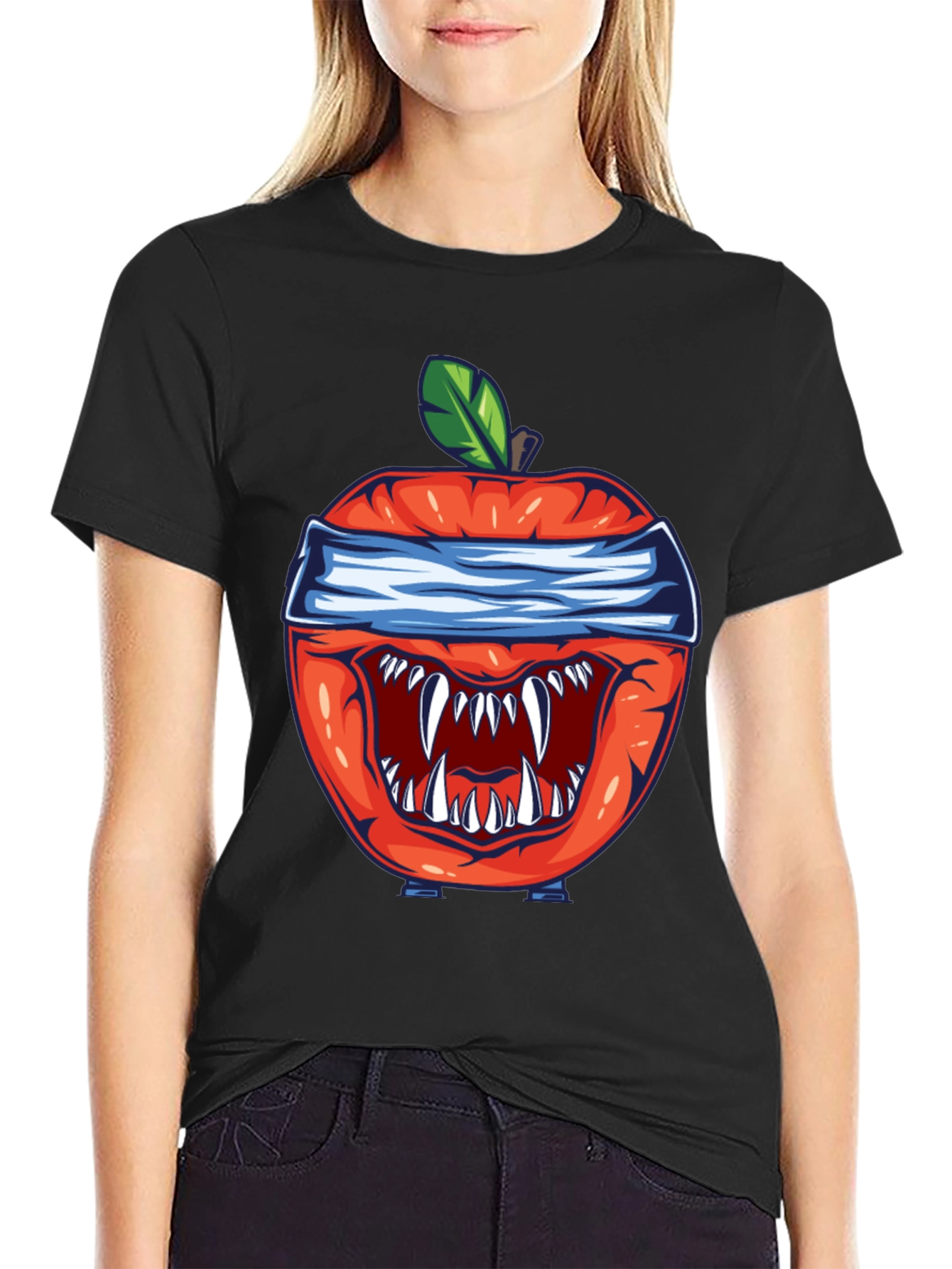Black Monster Apple Graphic Tee - Unique Design view 2