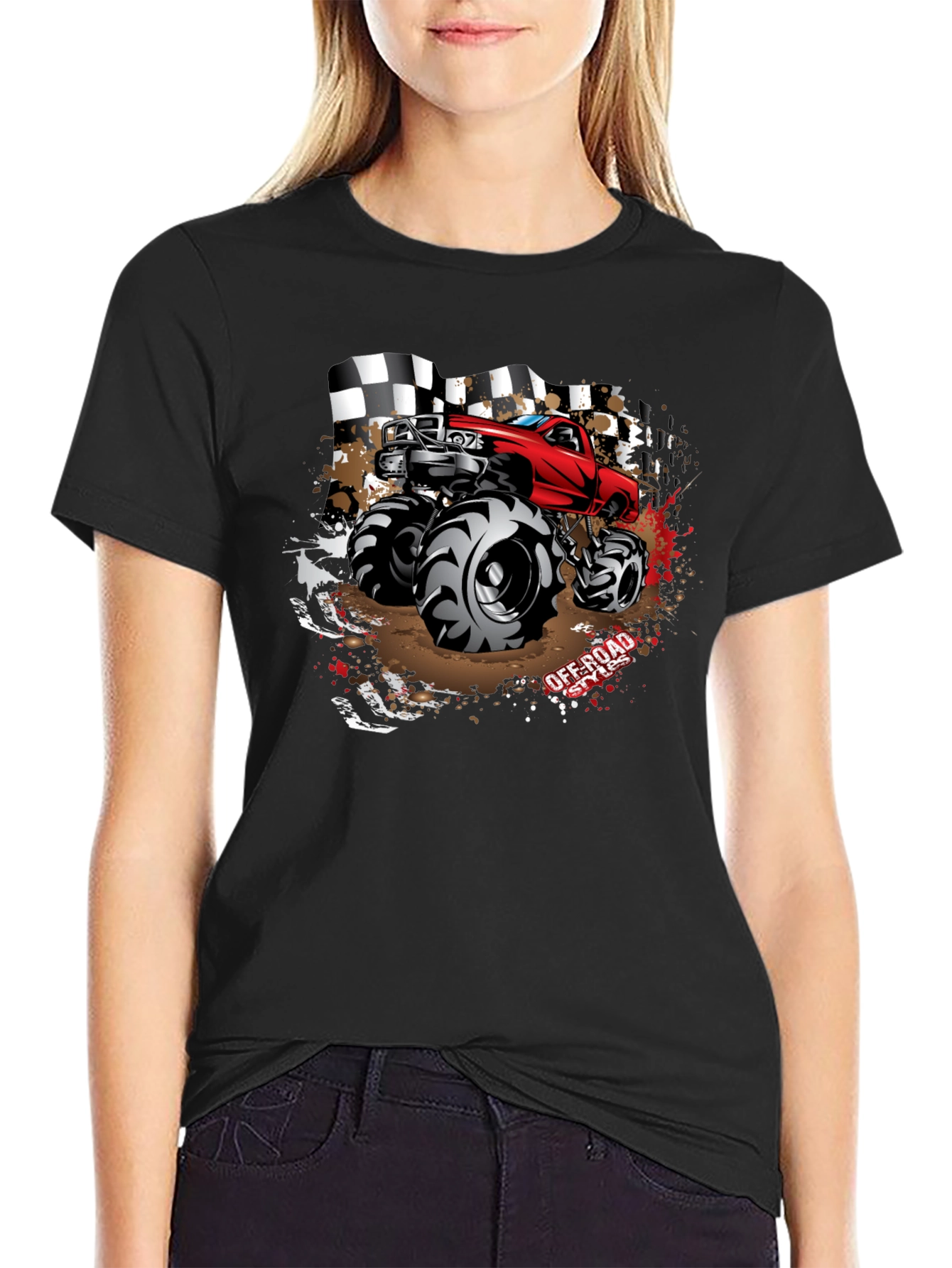 Black Monster Truck Off-Road T-Shirt view 2
