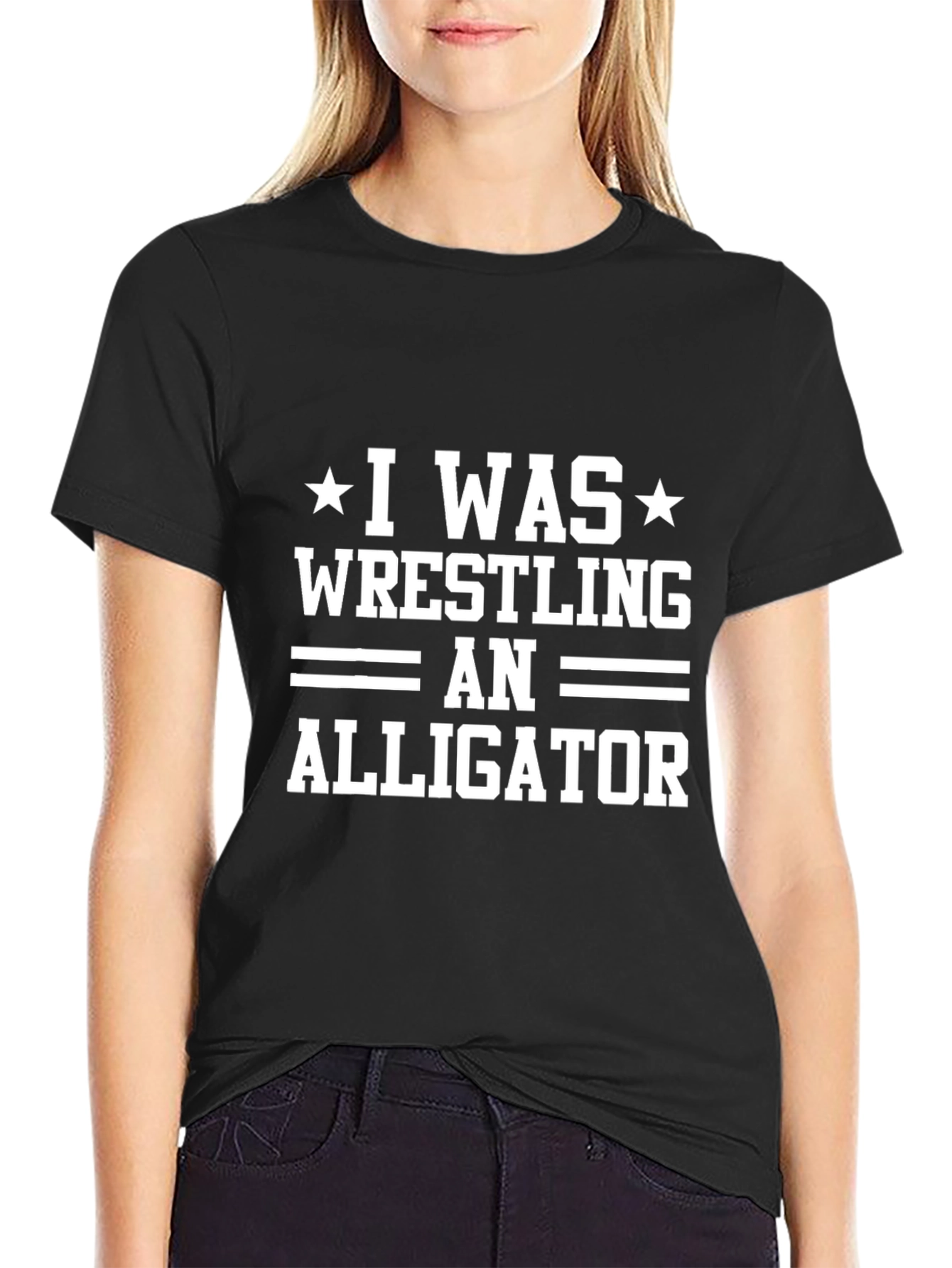 Black I Was Wrestling An Alligator T-Shirt view 2