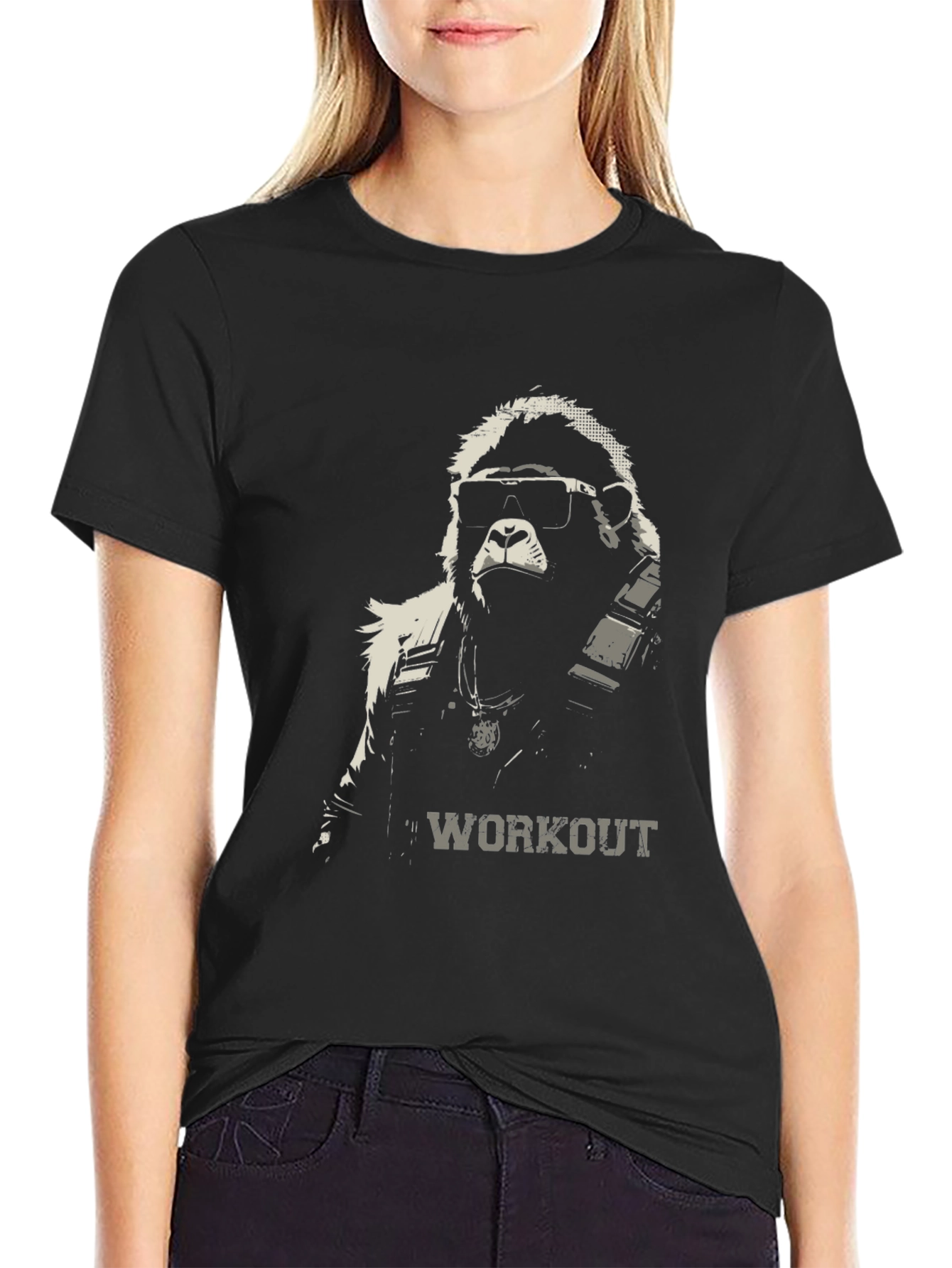 Black Workout Gorilla Graphic Tee view 2