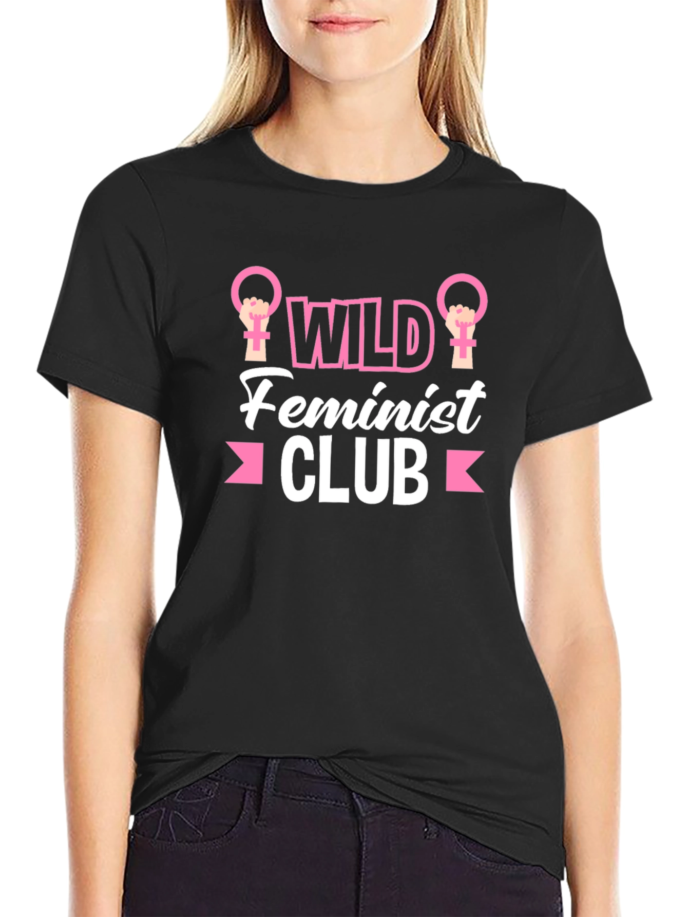 Black Wild Feminist Club Graphic T-Shirt view 2