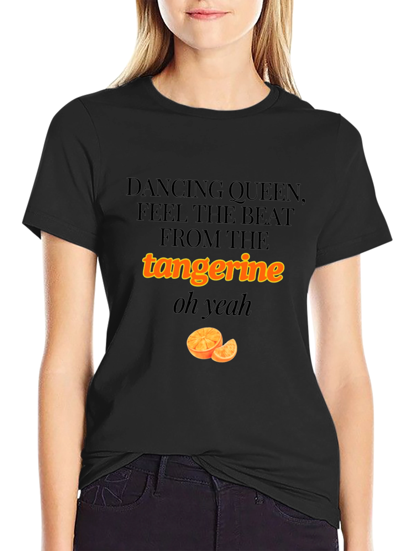 Black Dancing Queen Tangerine Graphic T-Shirt view 2